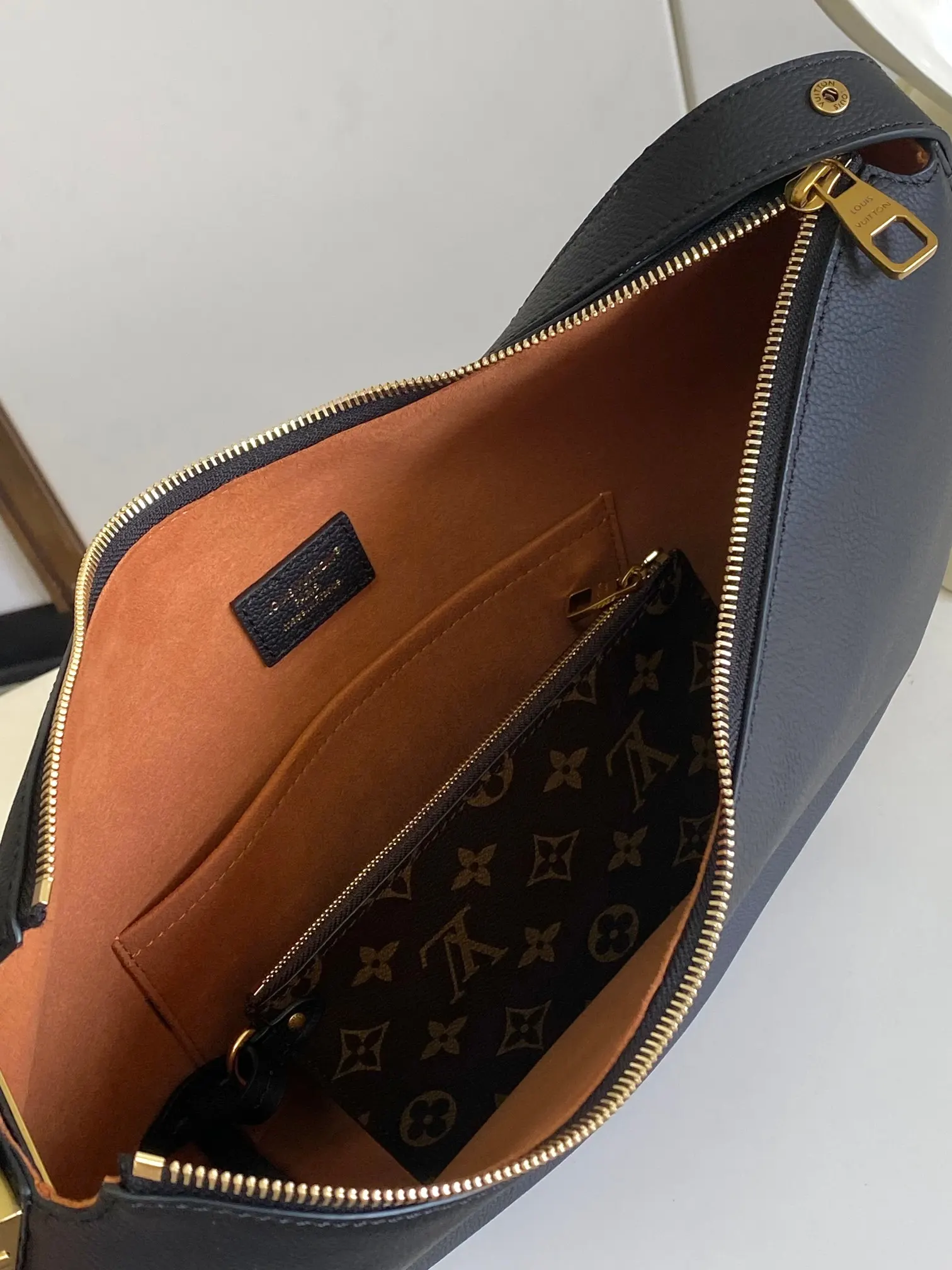 Louis Vuitton Black Brown Organizer Pouch Travel Leather