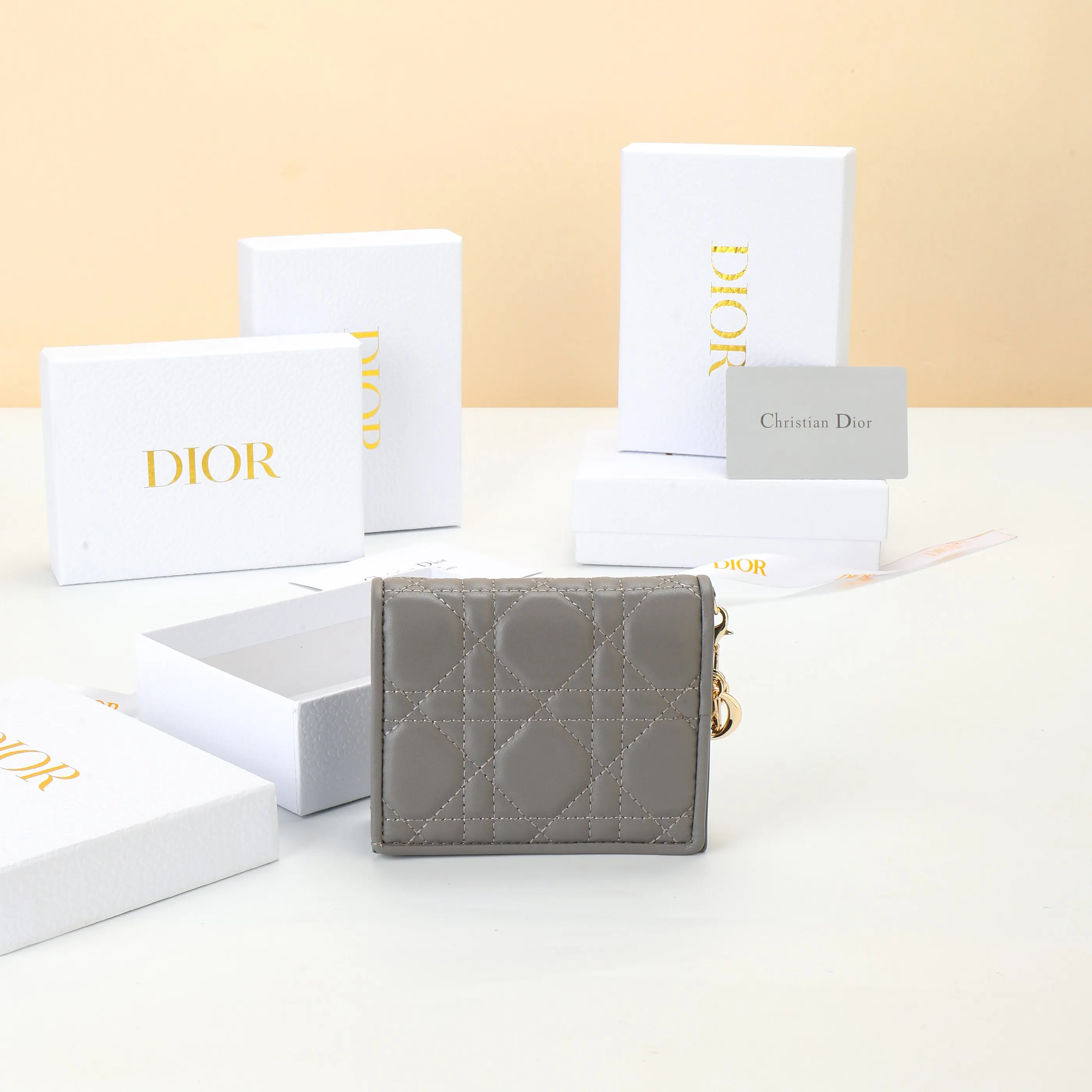 Dior Gray Leather Wallet