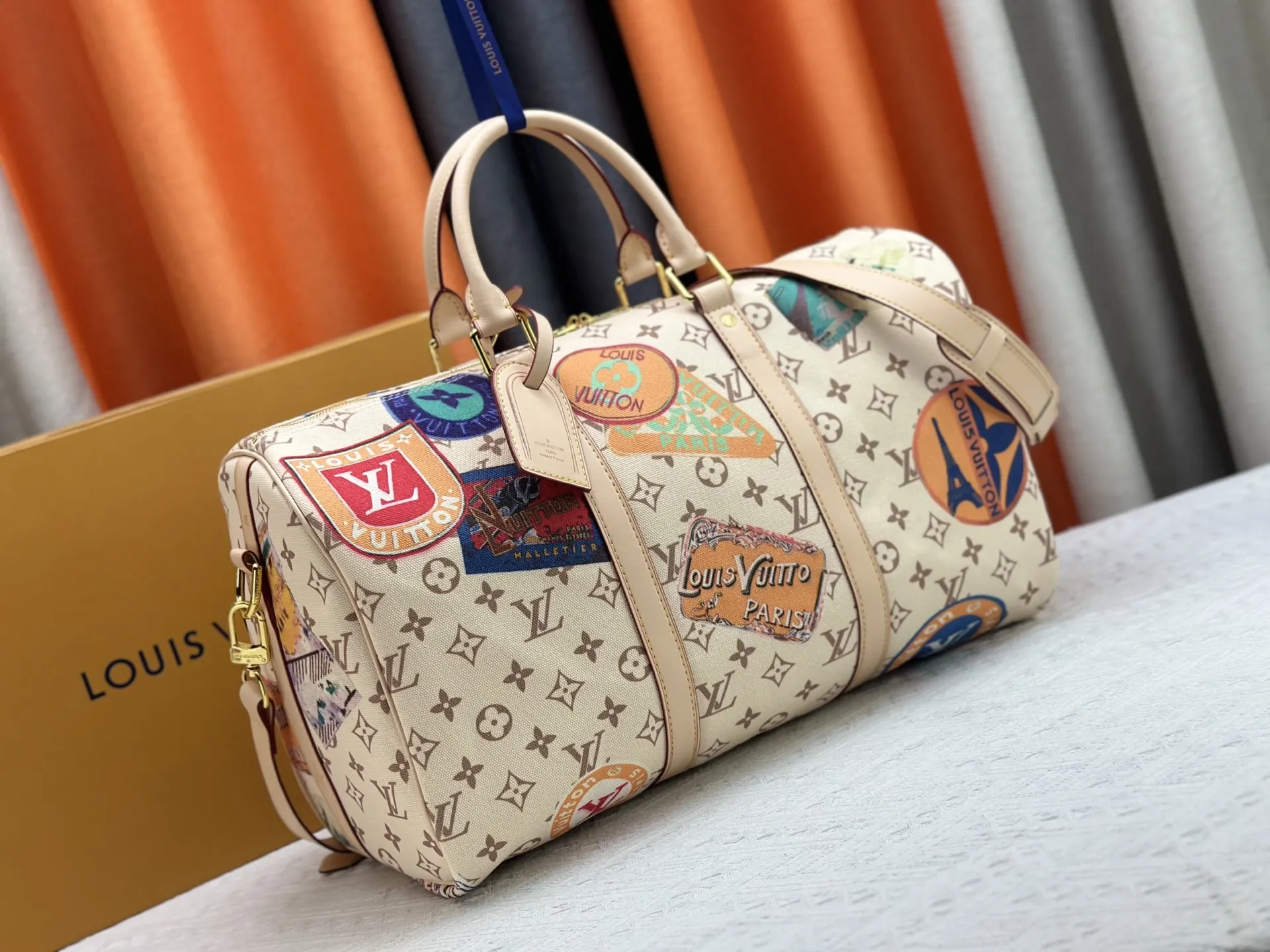 LV 金色 牛皮 旅行袋 大容量旅行款