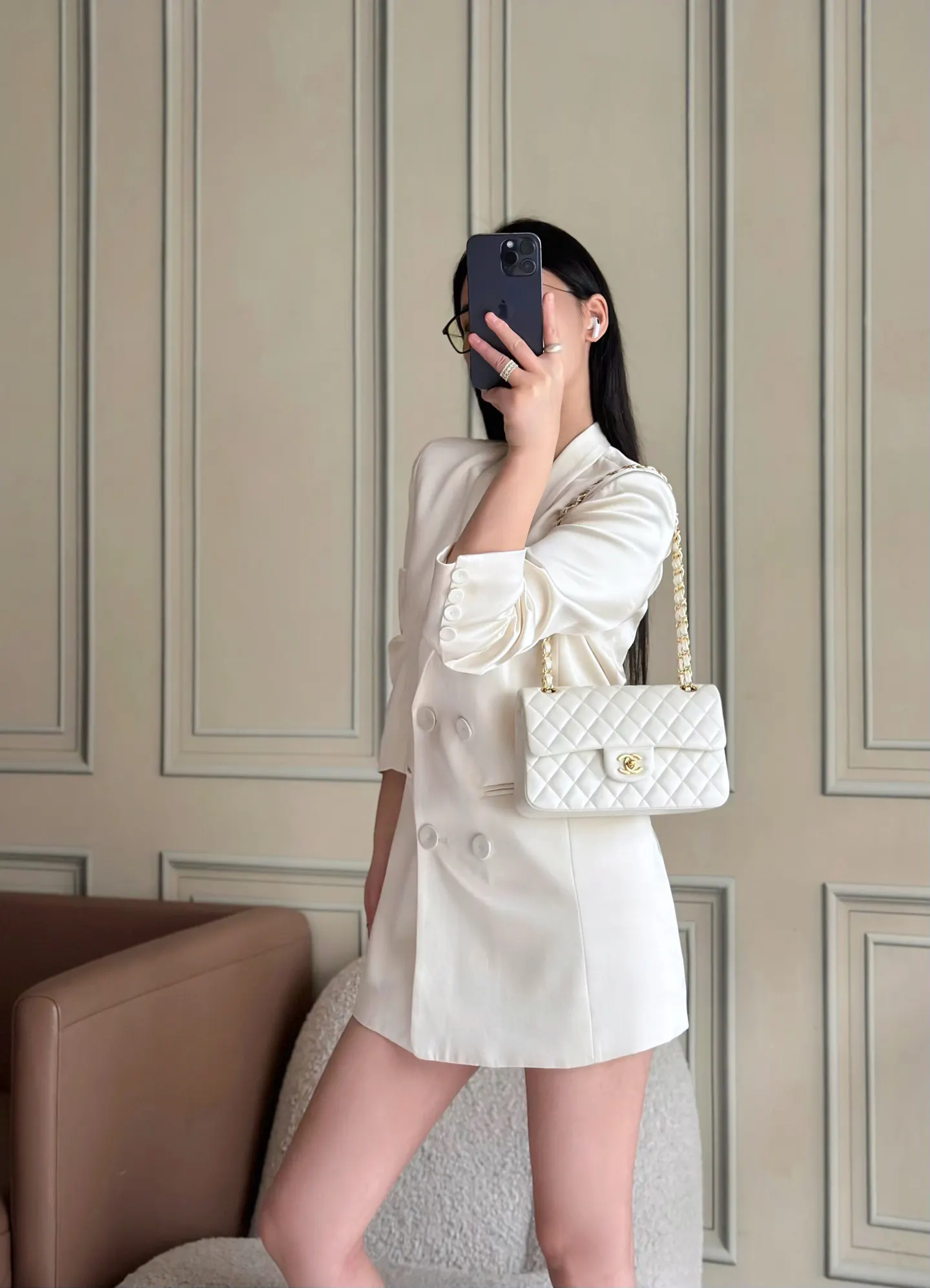 Chanel Mini White Leather Quilted Chain Bag Image 9 Chanel Mini White Leather Quilted Chain Bag Image 9