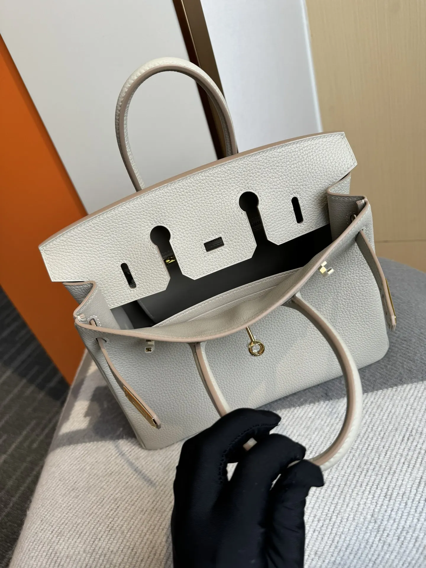 Birkin 铂金 进口Togo皮 冰川白 金扣 手提包 通勤手提款