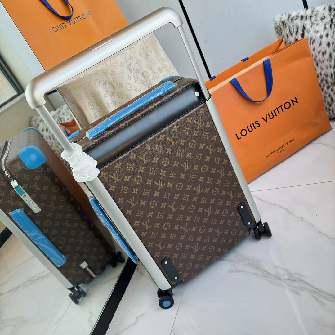 LV 棕色 老花 帆布 ｜ 版 登机行李箱 四轮 旅行拉杆款 轻便出行款