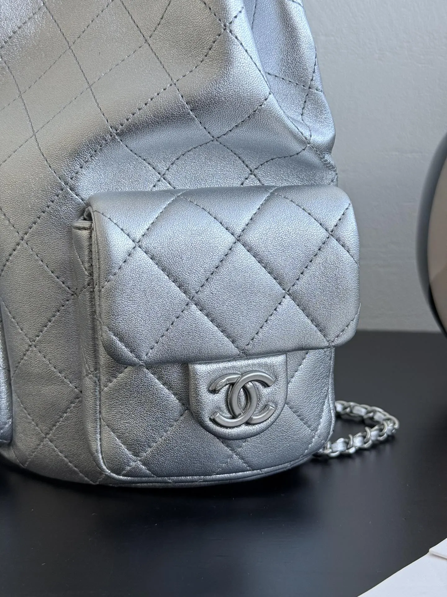Black Silver Backpack
