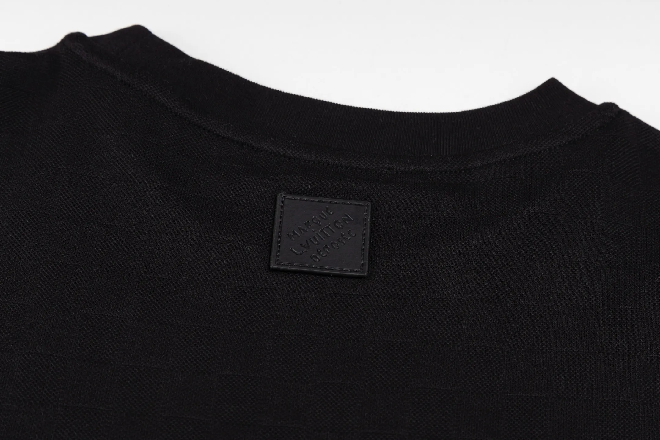 LV Black Embroidery Jacquard Short Sleeve T-Shirt Casual Versatile