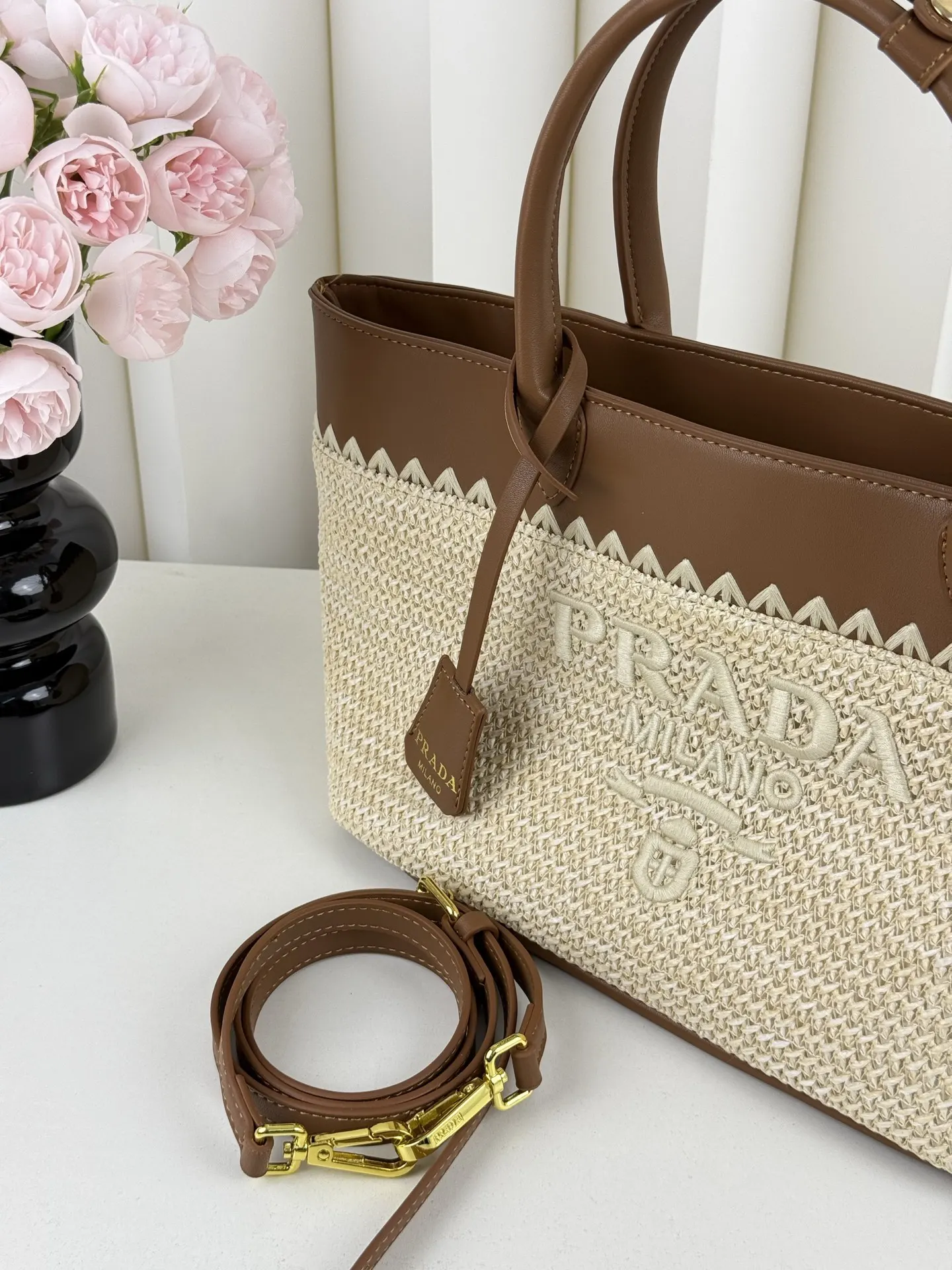 Prada 米色 编织 托特包