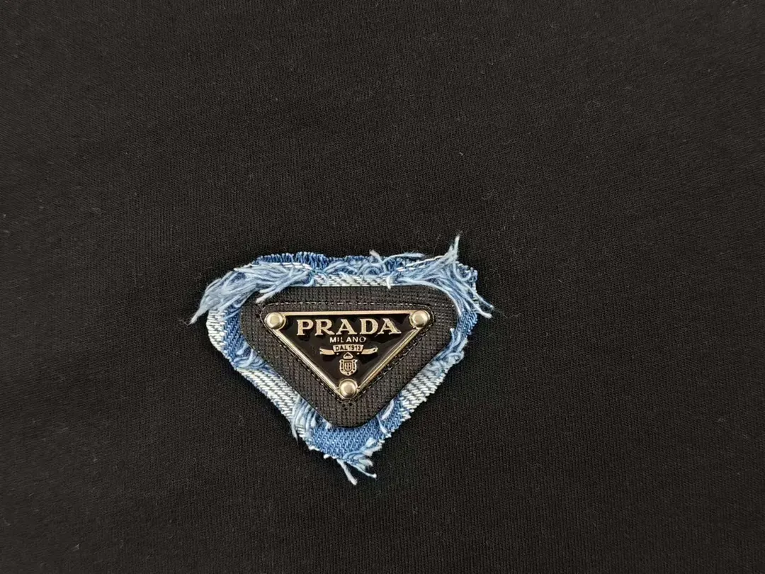 PRADA 棉质 牛仔 三角标 短袖T恤 休闲百搭款