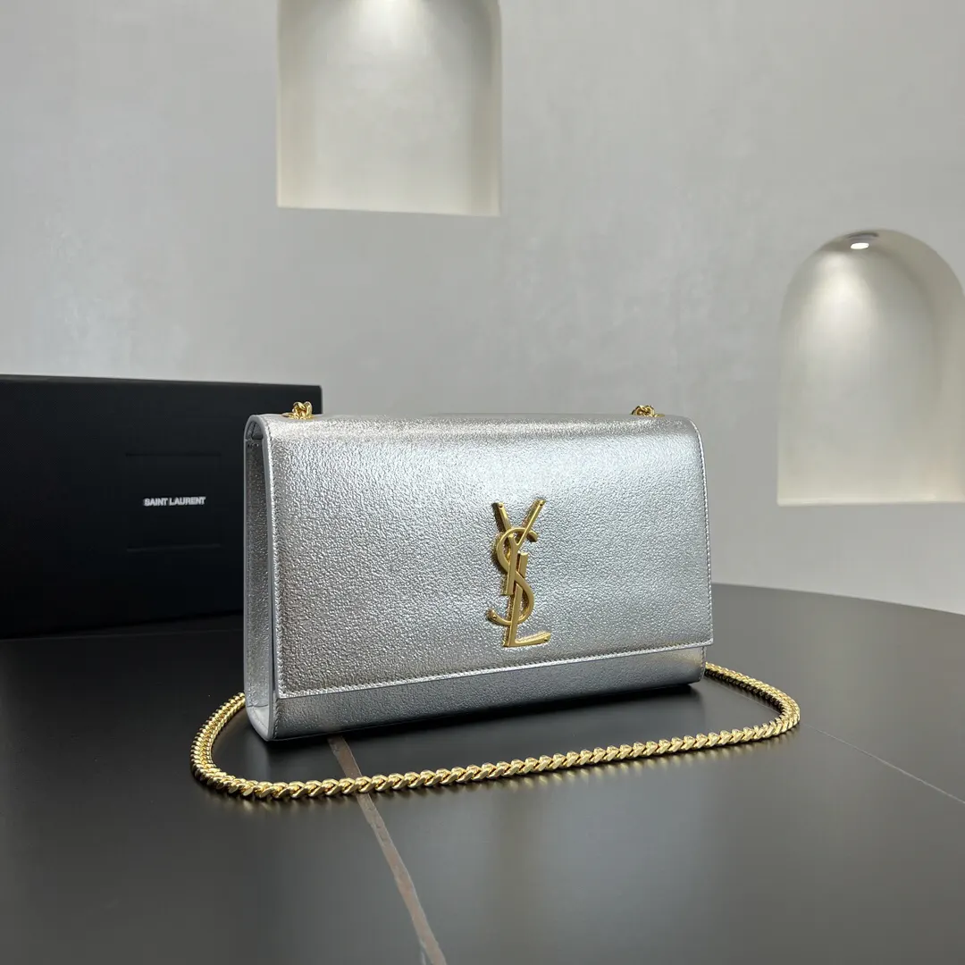Silver Gold Chain Bag Leather