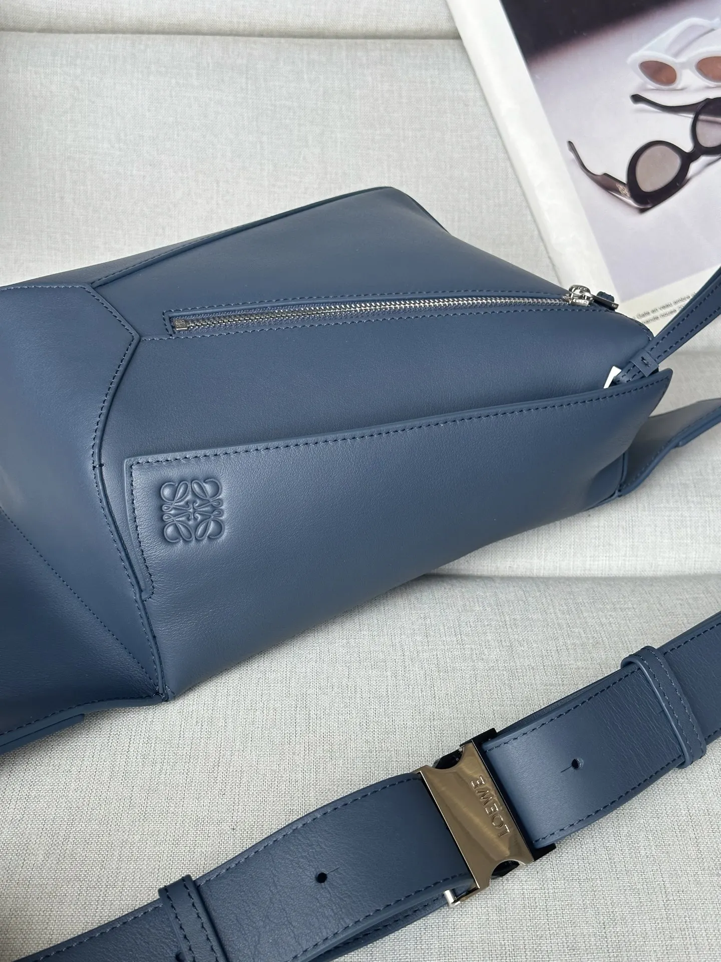 Blue Belt Bag Casual Leather