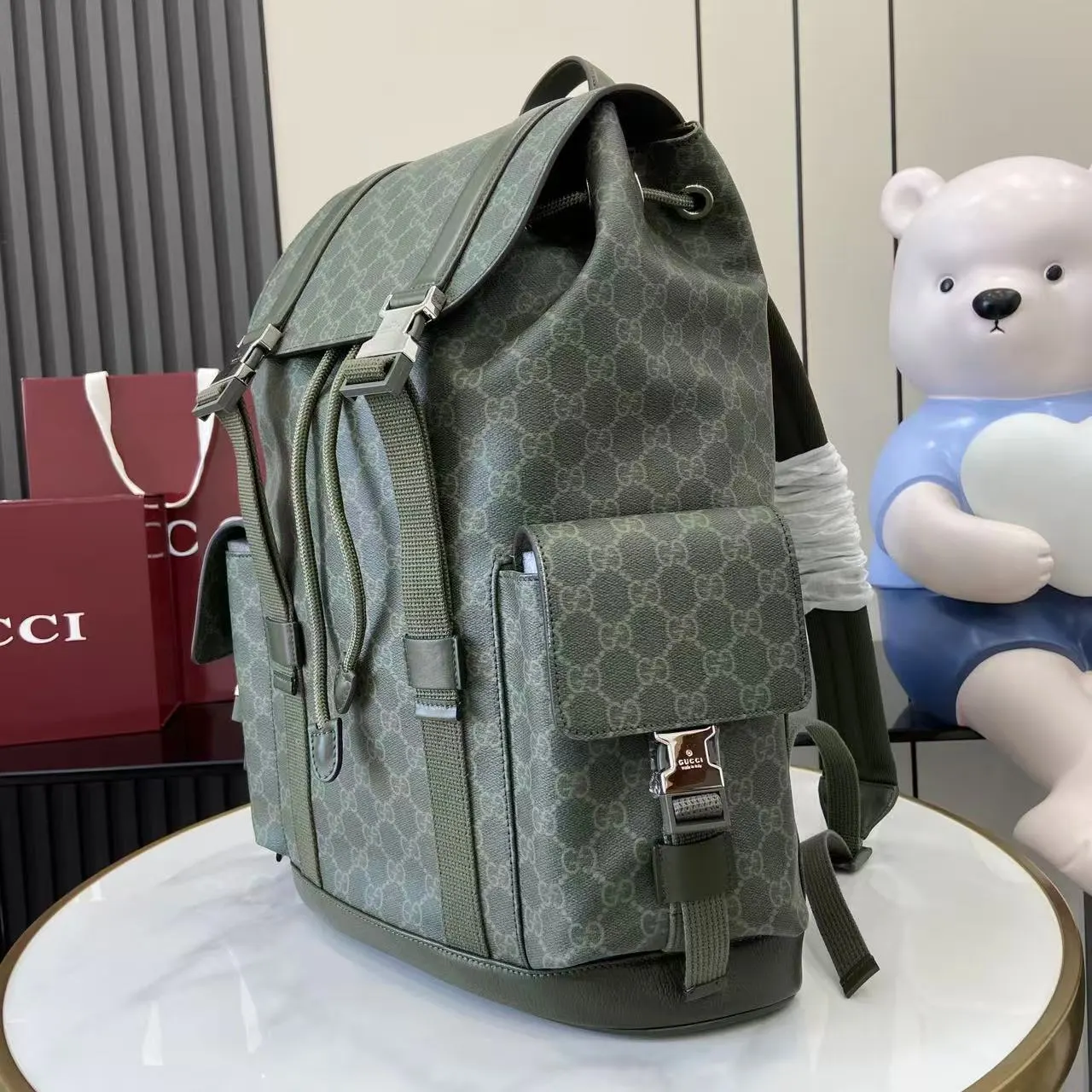 黑色 綠色 帆布 雙肩包 实用雙肩款