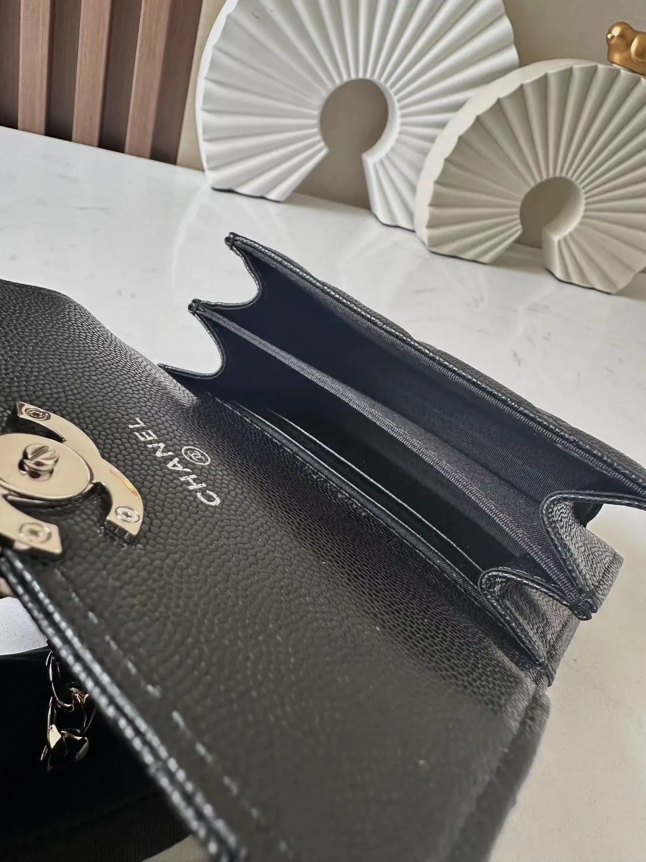 Black Gold Chain Bag Leather