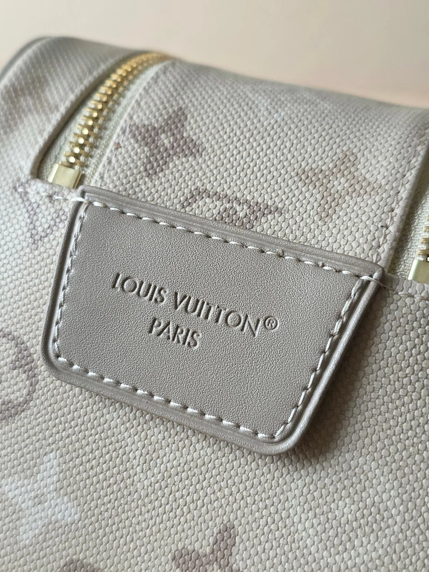 Beige Cosmetic Pouch Leather