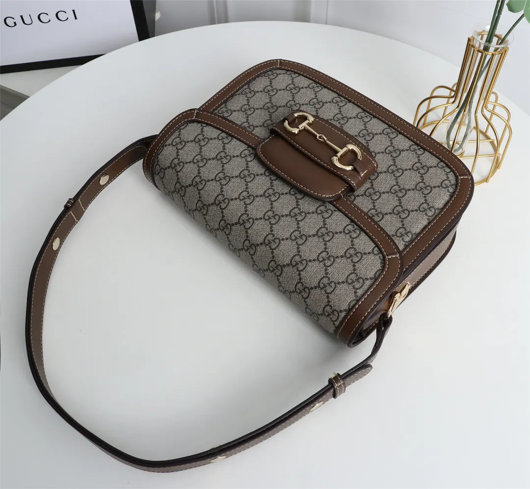 Gucci Horsebit 1955 老花马衔扣肩背包 单肩斜挎