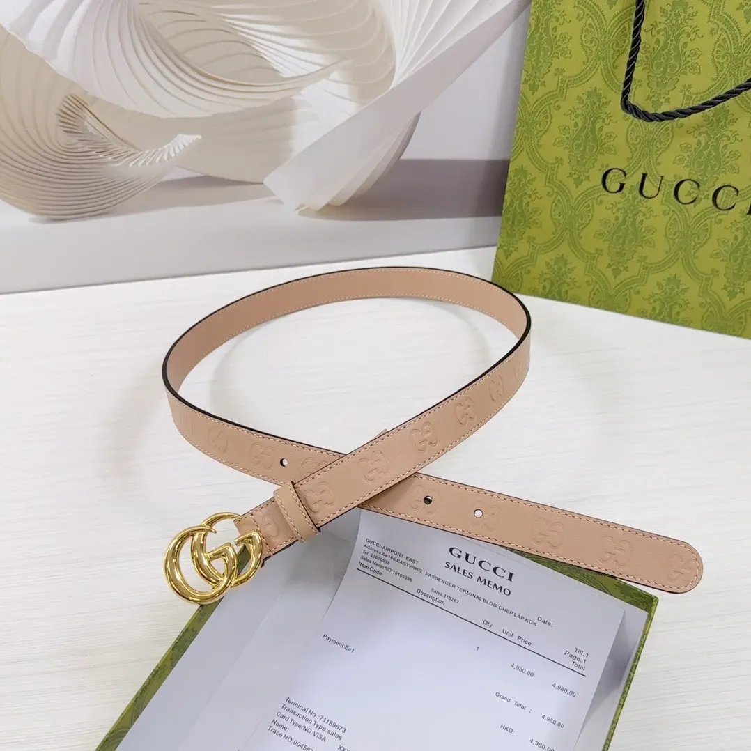 Gucci Double G 双G扣牛皮双面腰带