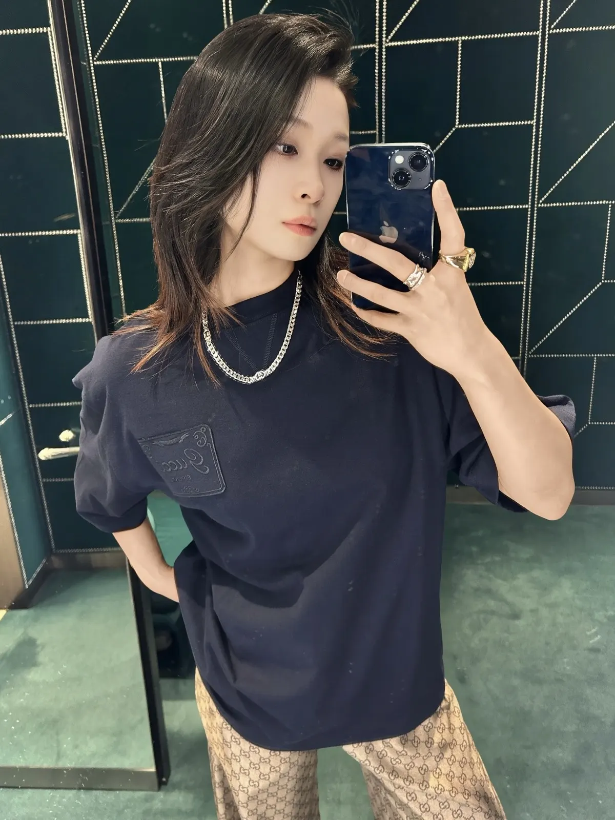 Gucci Embroidered Polo Shirt Blue