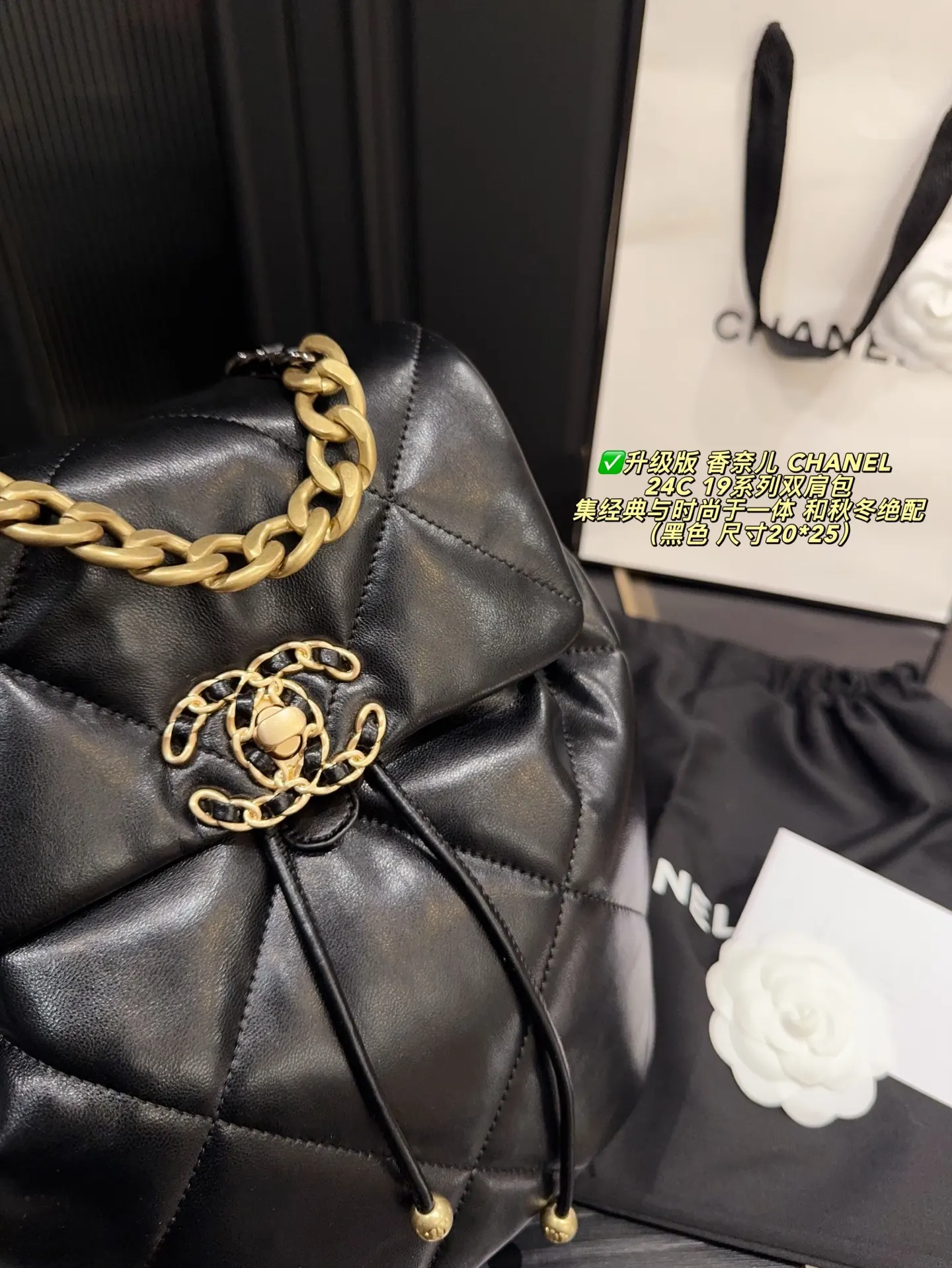 Chanel Black Gold Backpack
