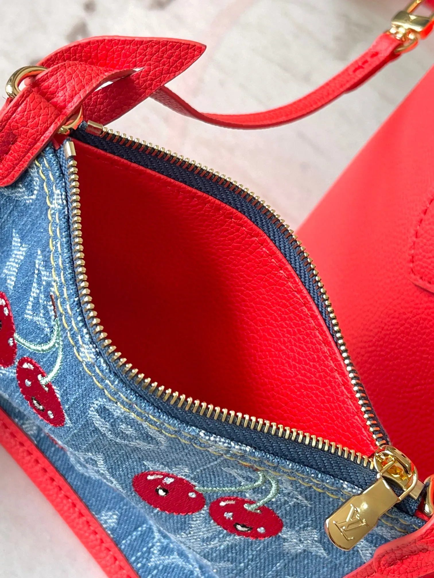 LV Neverfull 牛仔 丹宁 牛皮 收納包 旅行收納款