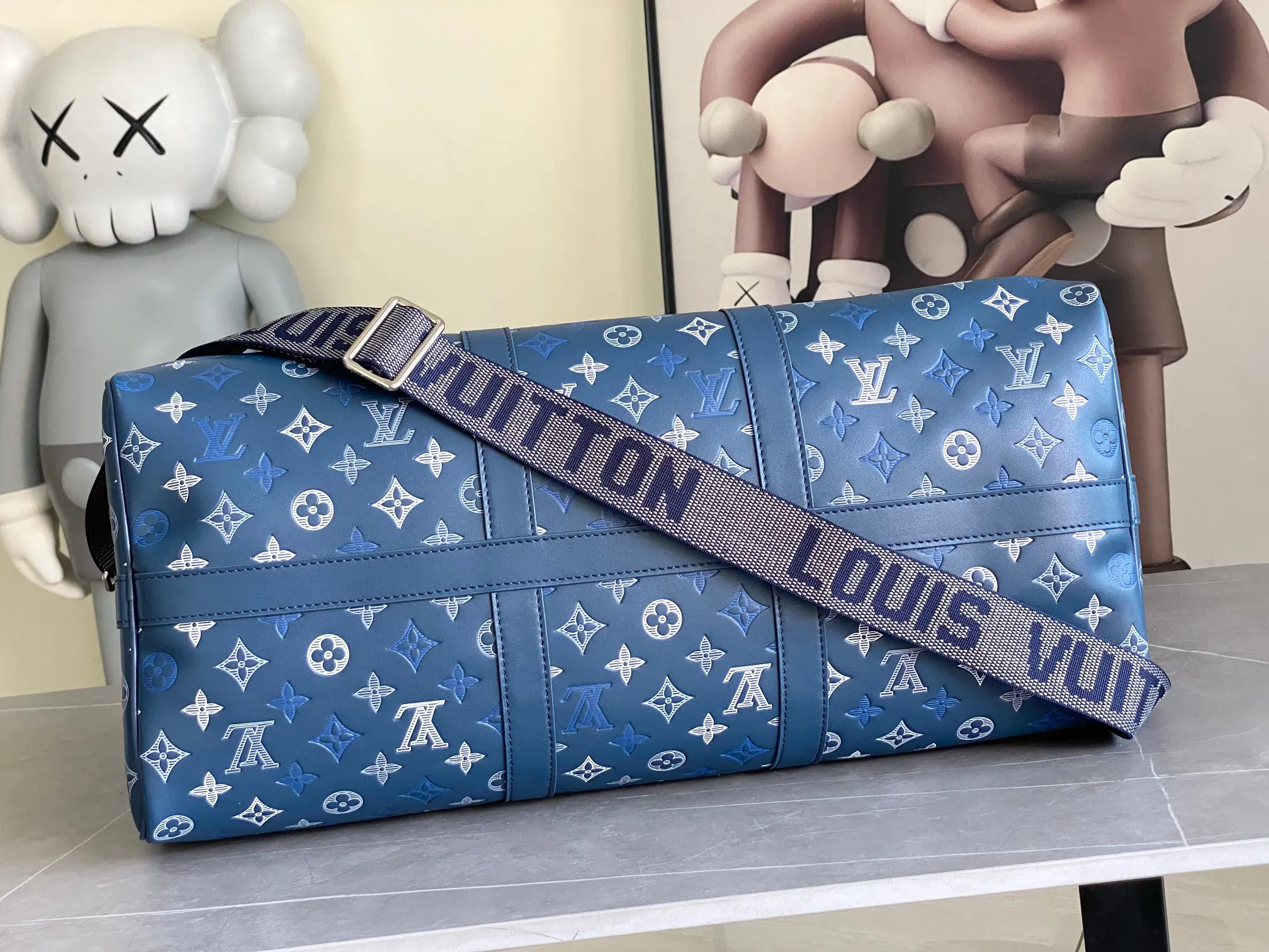 LV Keepall 蓝色 牛皮 旅行包 大容量旅行款