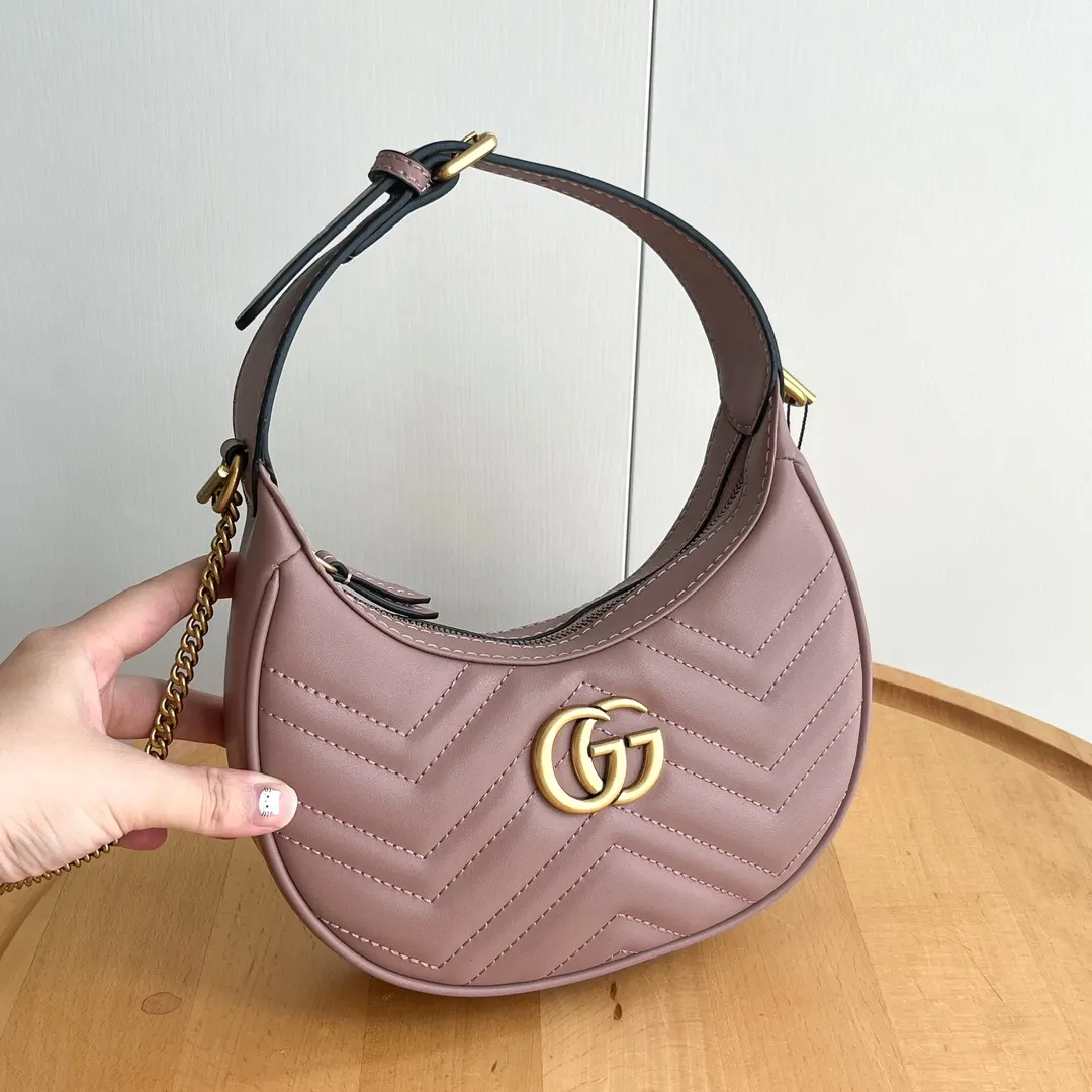 Gucci Marmont 粉色 菱格絎縫 腋下包