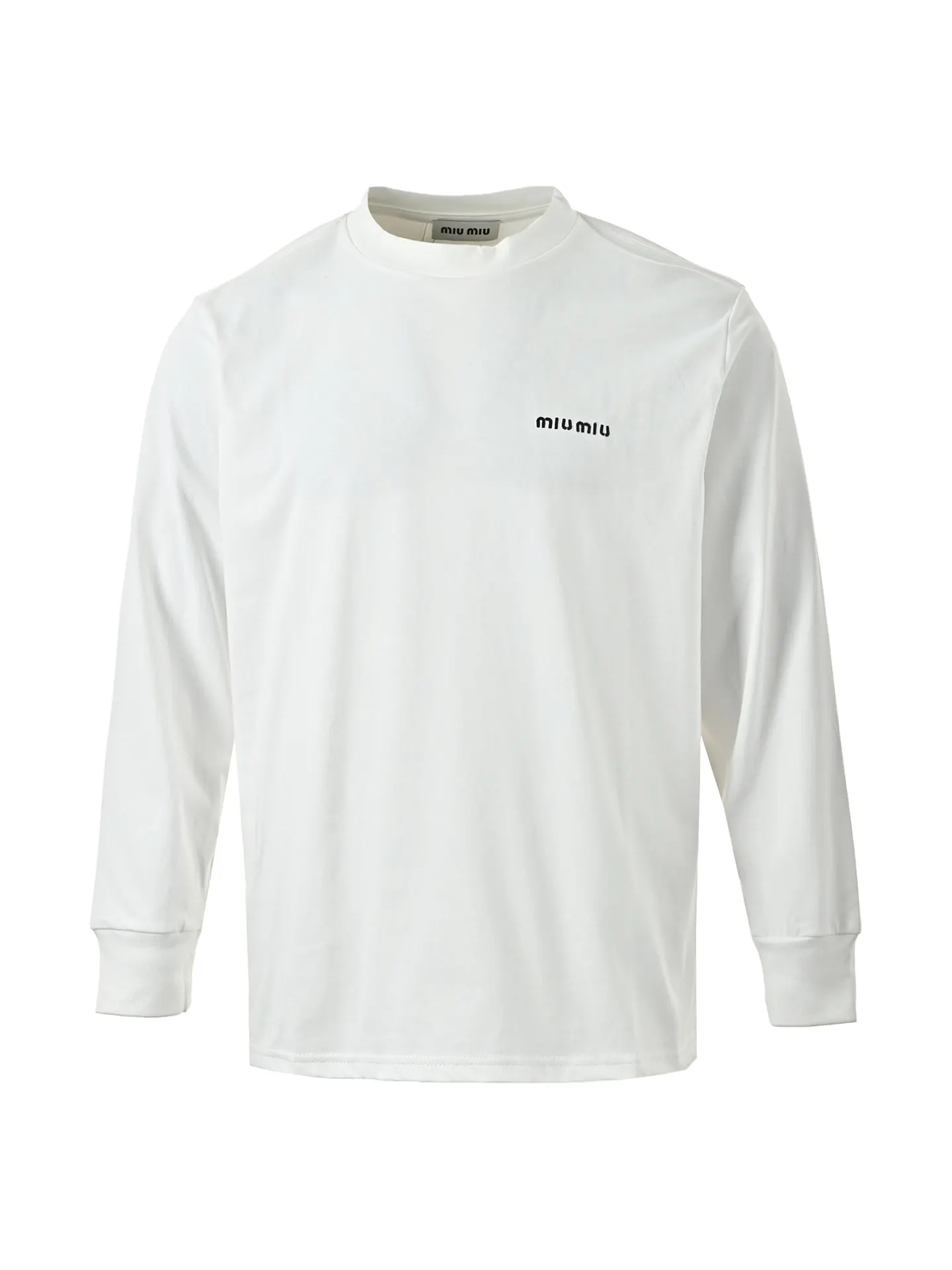 Miu Miu 25SS Embroidery Cotton Long Sleeve T-Shirt Daily Versatile Style Image 3 Miu Miu 25SS Embroidery Cotton Long Sleeve T-Shirt Daily Versatile Style Image 3