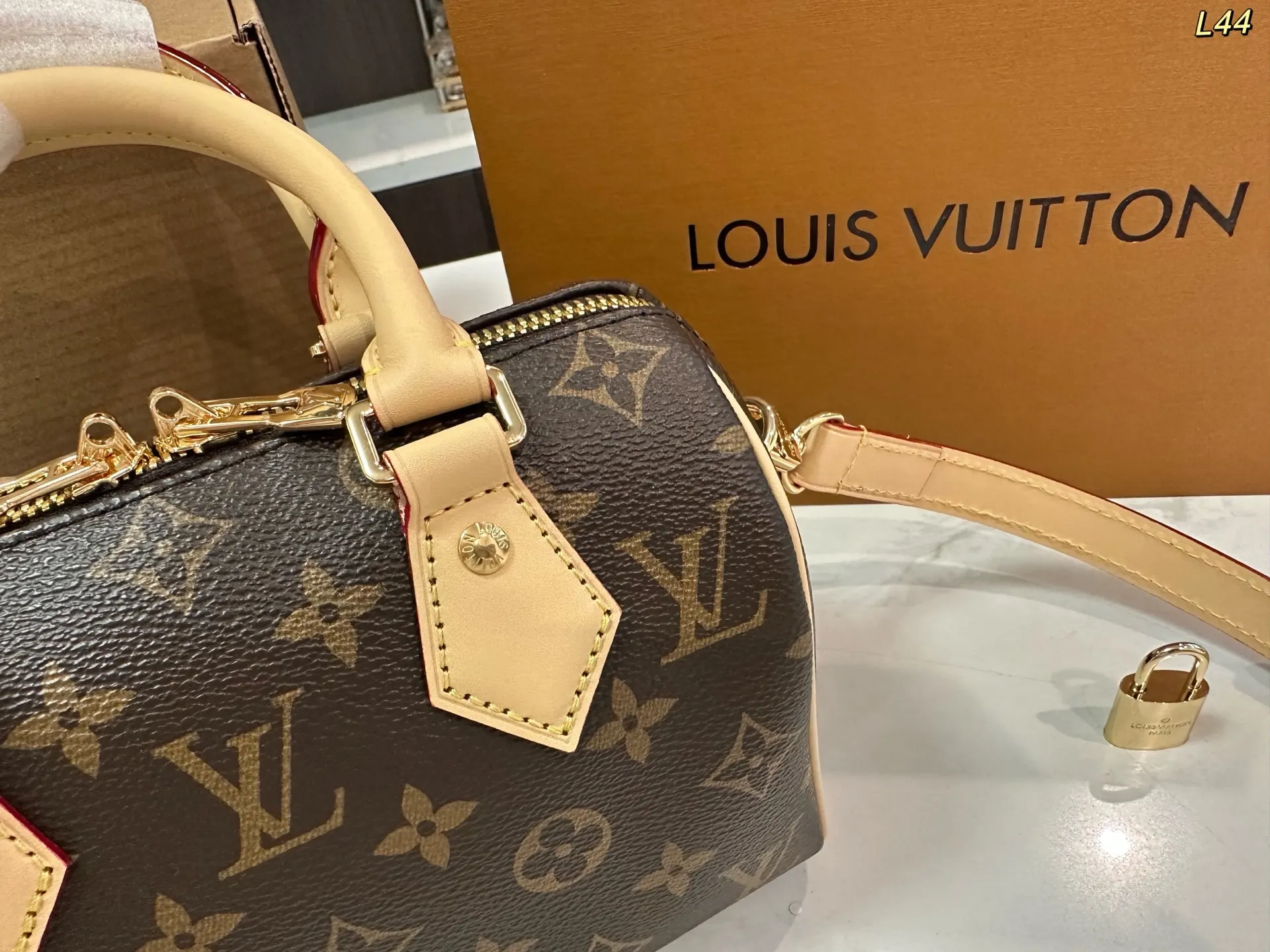 Louis Vuitton Gold Monogram Crossbody Bag Lightweight Leather
