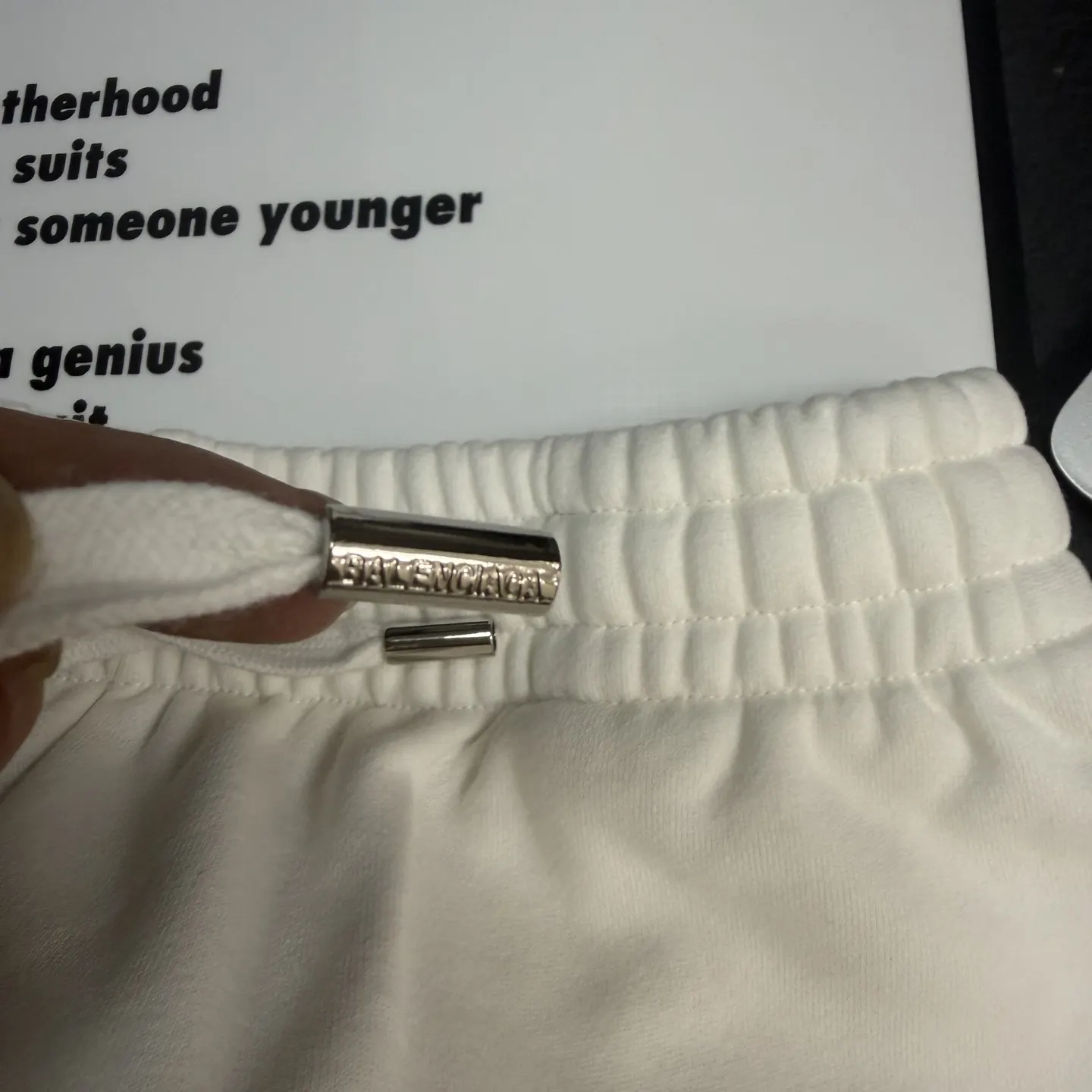 Balenciaga White Cotton Logo Shorts Loose