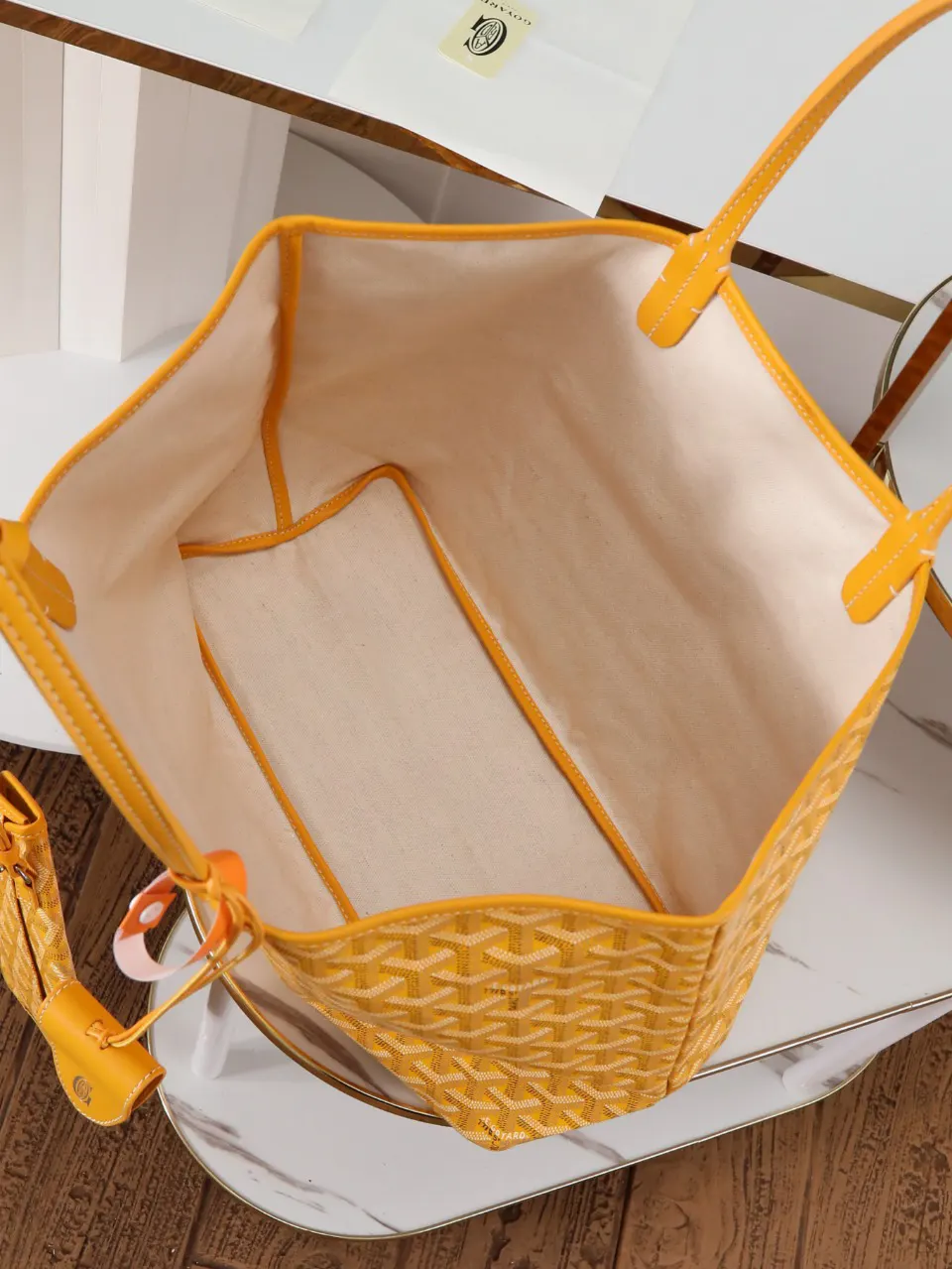 Goyard Yellow Hobo Shoulder Bag Vintage Canvas