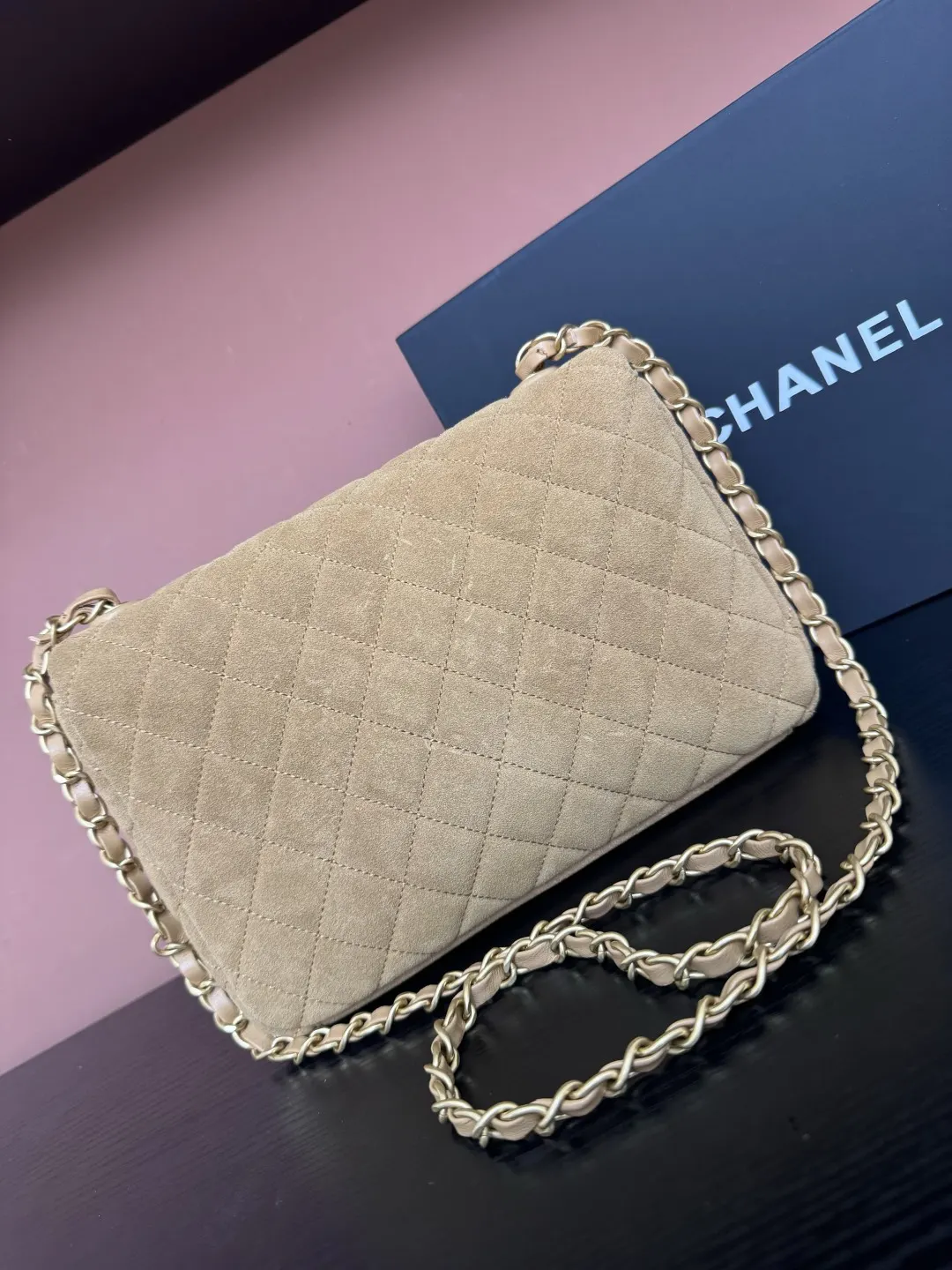Chanel Suede Flap Chain Bag Shoulder and Crossbody Wear