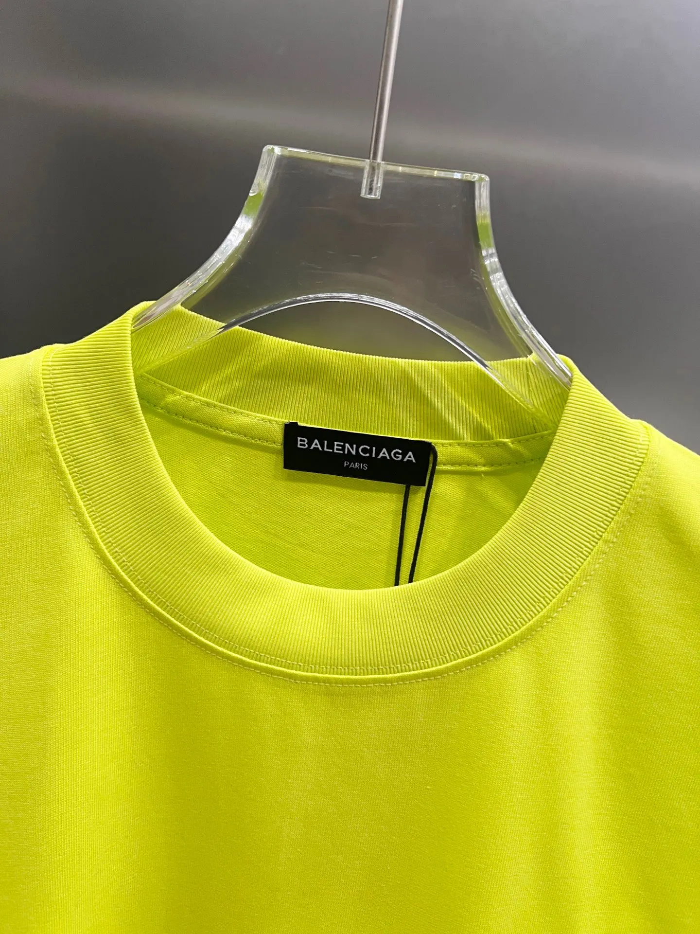 Balenciaga Blue Crest Letter Crew Neck T-Shirt In Neon Yellow