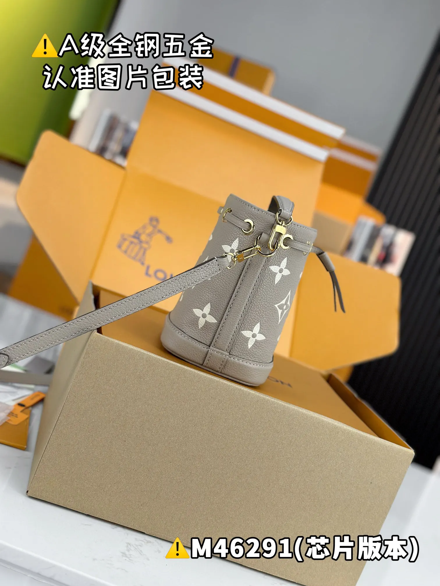 Louis Vuitton Noé 迷你 灰色 Monogram 水桶包