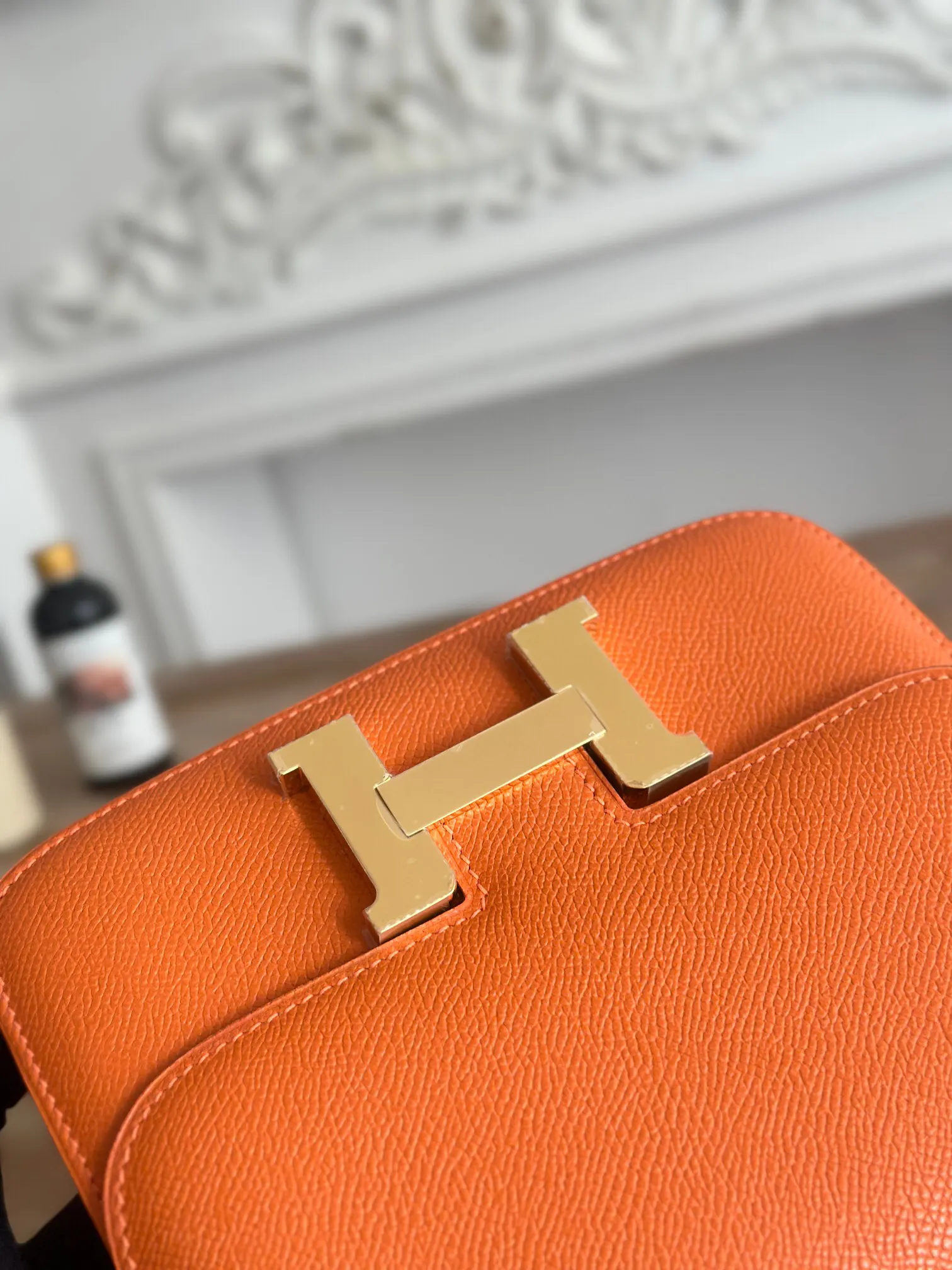 Hermès Constance Orange Leather Crossbody Bag Classic