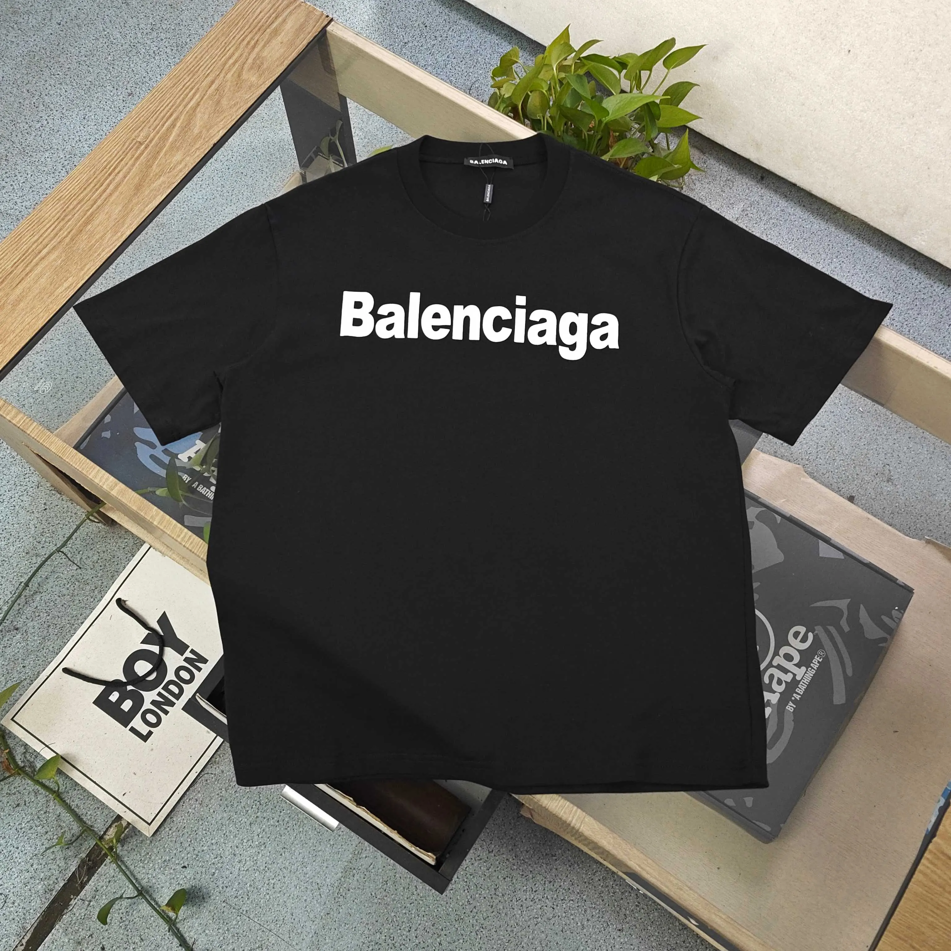 Balenciaga 黑色 纯棉 Logo 短袖T恤