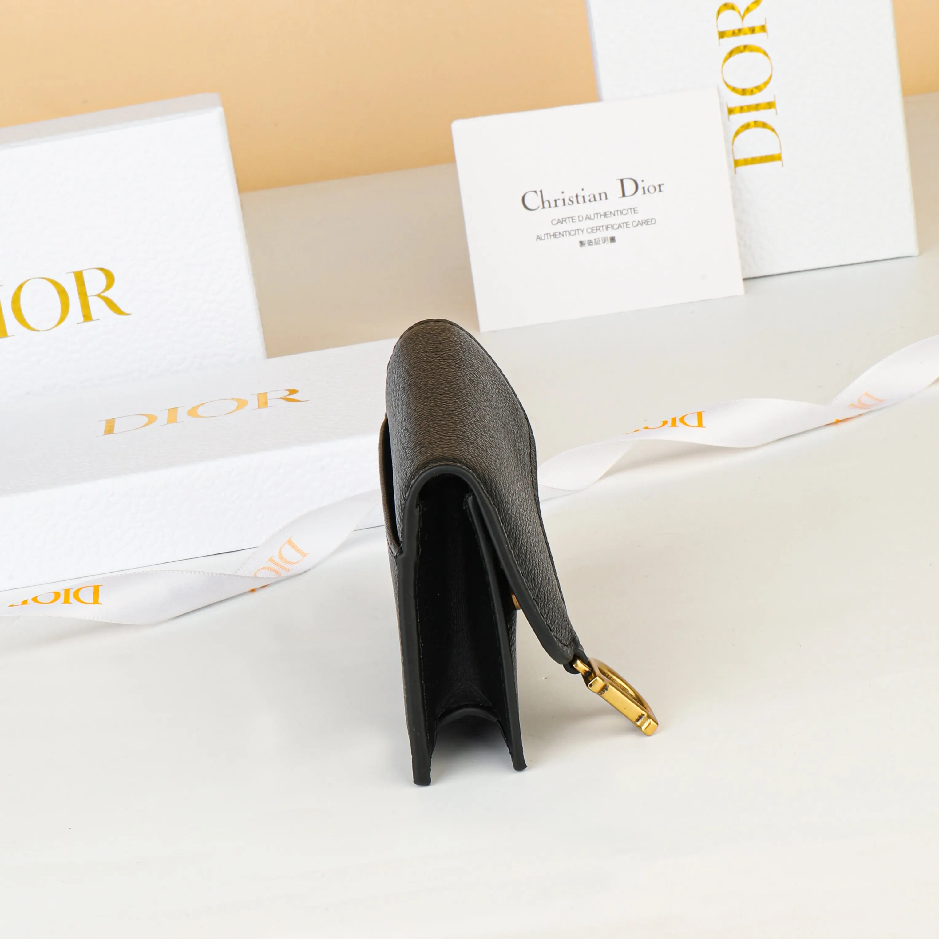 Dior Saddle 黑色 皮革 钱包