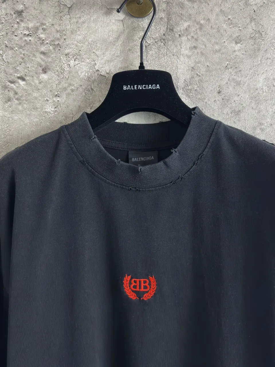 Balenciaga 黑色 字母 刺绣 短袖T恤 街头休闲款