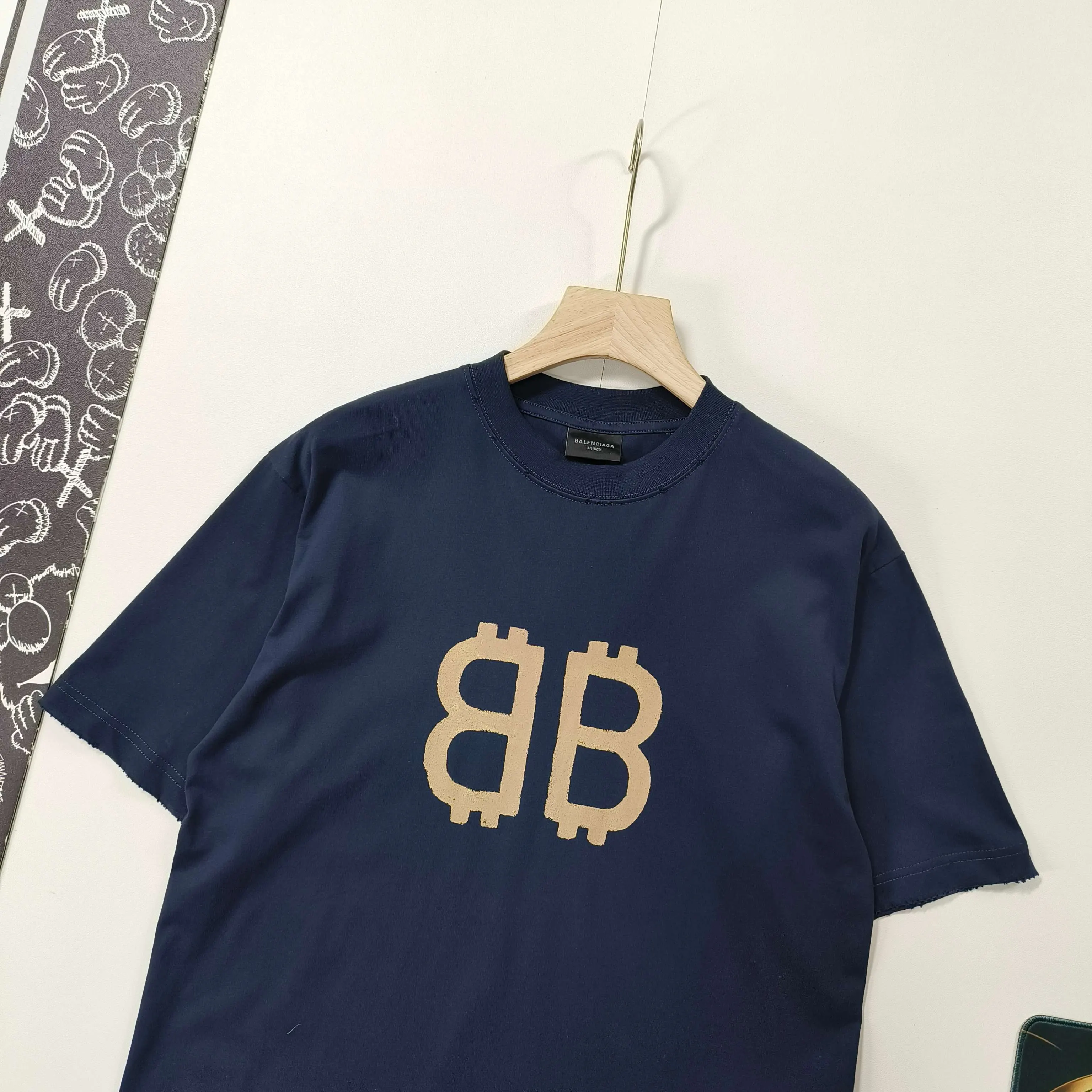 Balenciaga Blue Cotton Logo Short Sleeve T-Shirt Street
