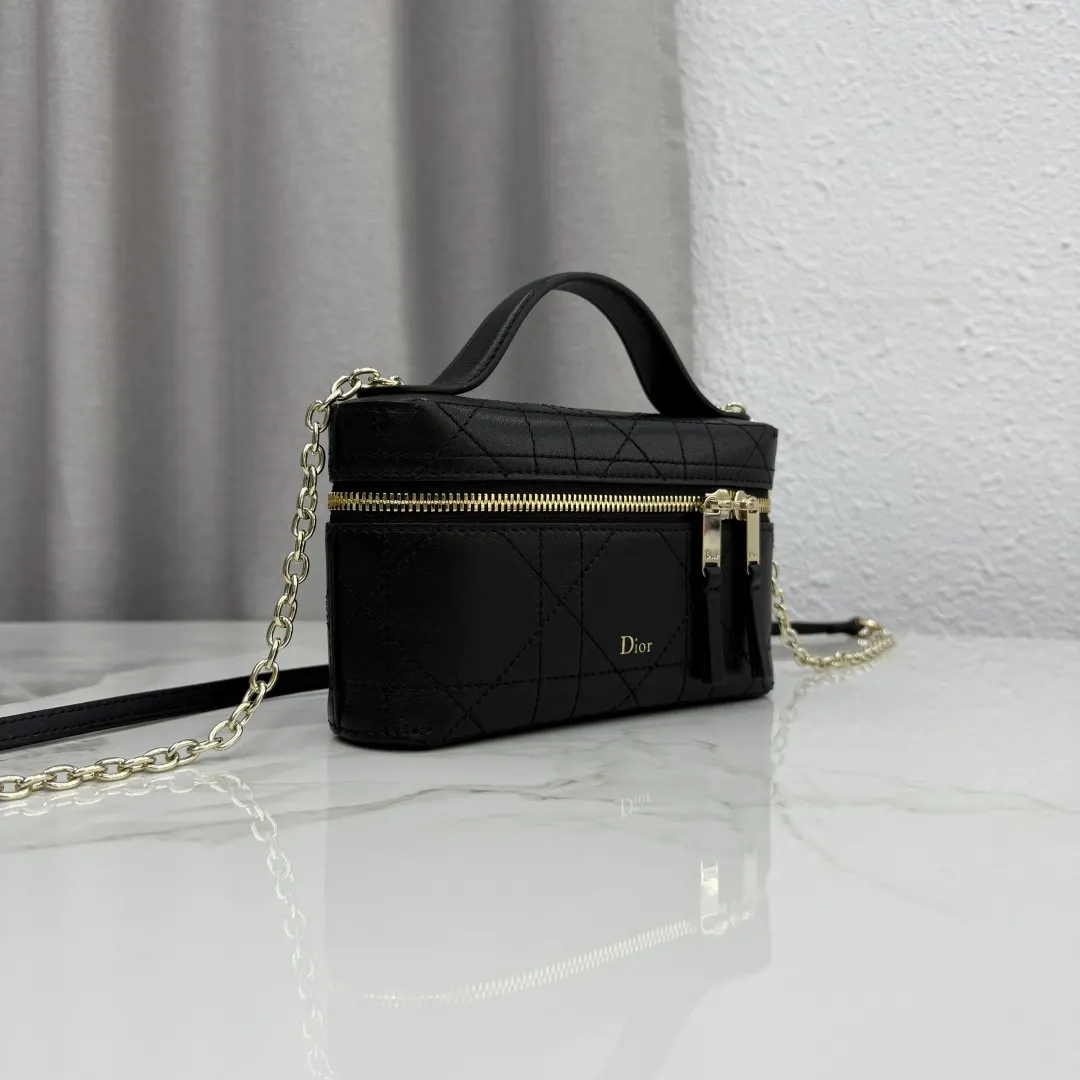 Dior 黑色 金色 羊皮 链条包 精致链条款