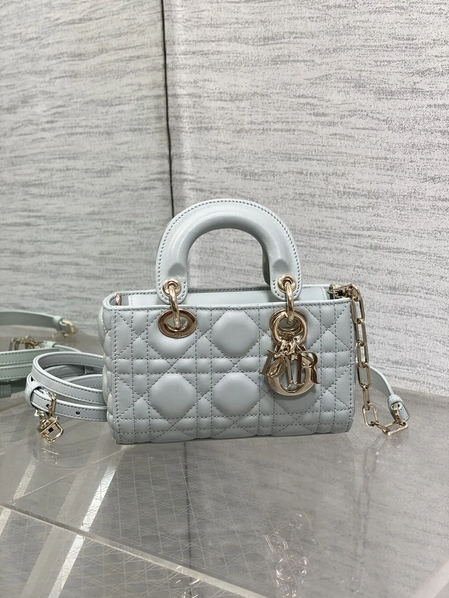 Dior 羊皮 进口 羊皮横款迷你戴妃包 Joy bag羊皮 鏈條包 精致鏈條款