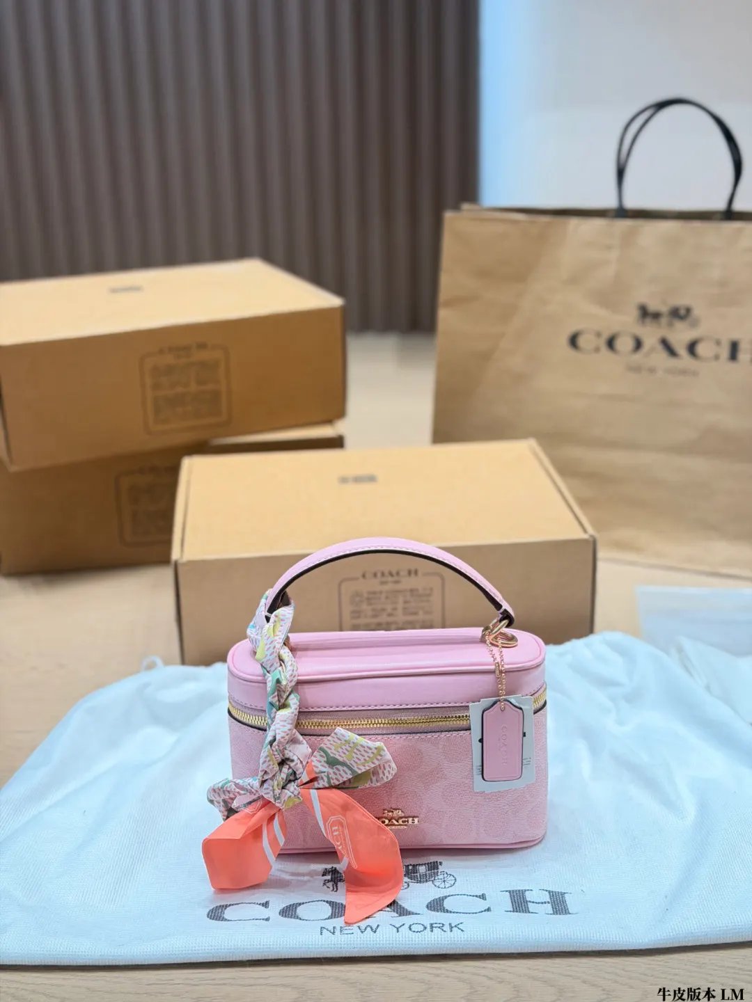 Coach 棕色 老花 牛皮 鏈條包 精致鏈條款