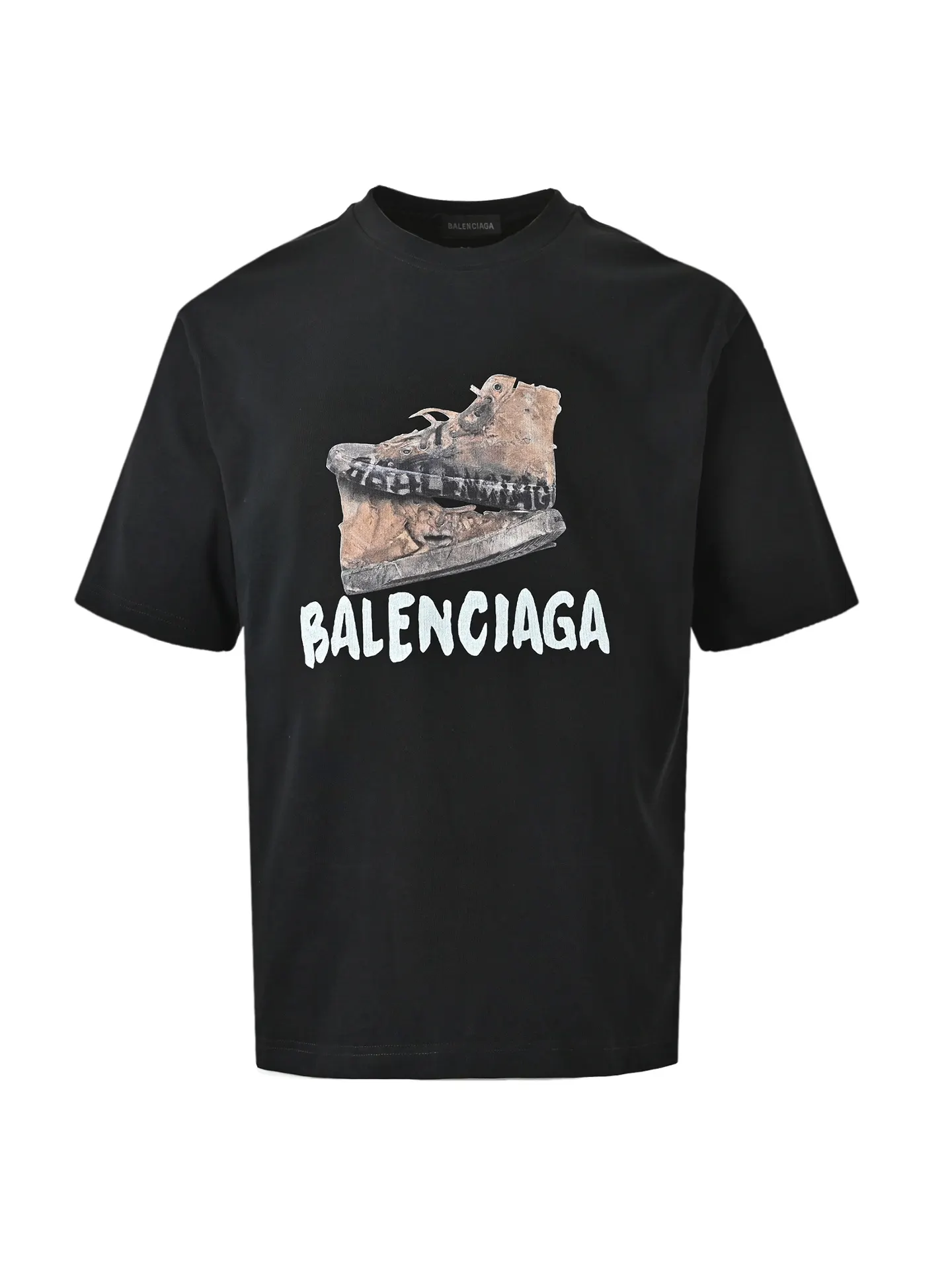 Balenciaga 25SS Logo 水洗 短袖T恤 街头休闲款