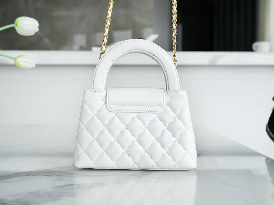 CHANEL 黑色 白色 羊皮 手提包 通勤手提款