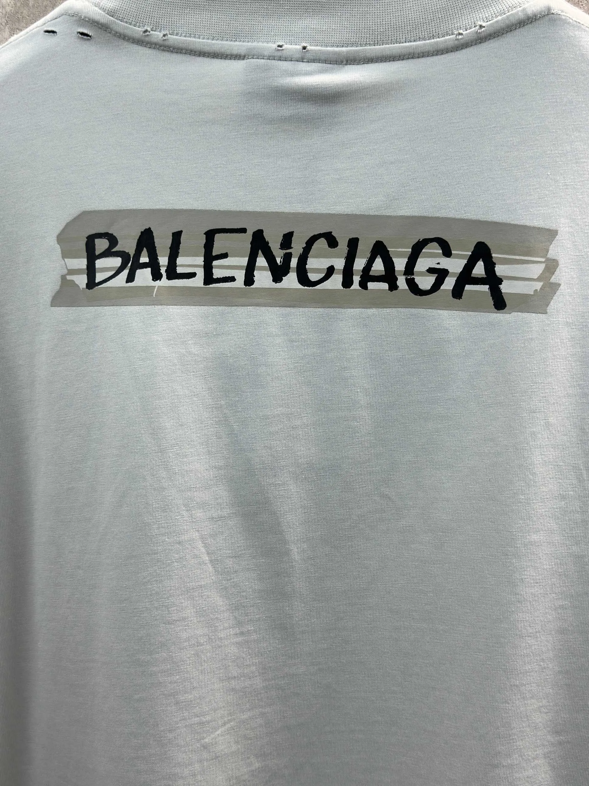 Balenciaga 灰色 字母 印花 短袖T恤 街头休闲款