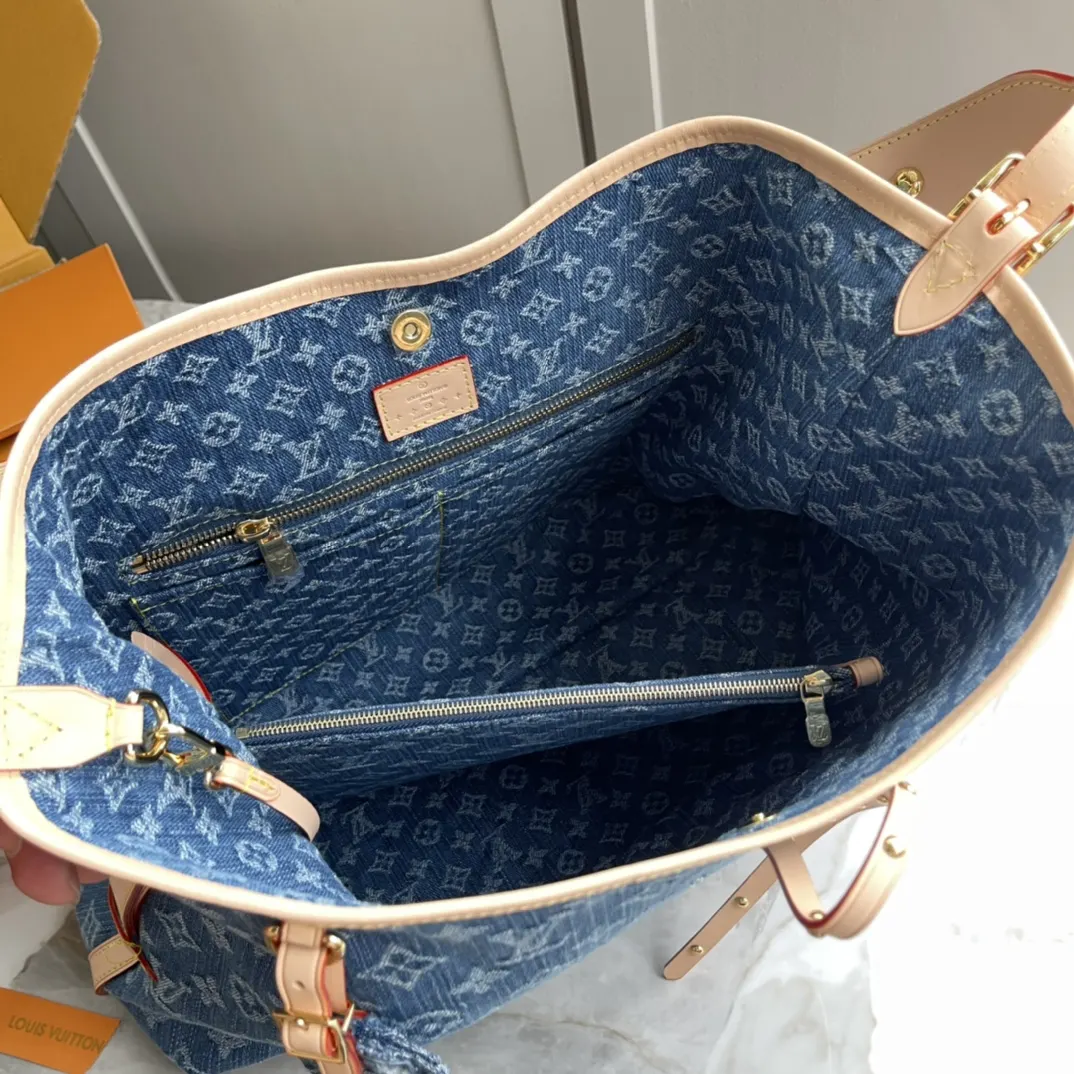 LV CarryAll 藍色 牛仔 帆布 手拿包 精致手拿款
