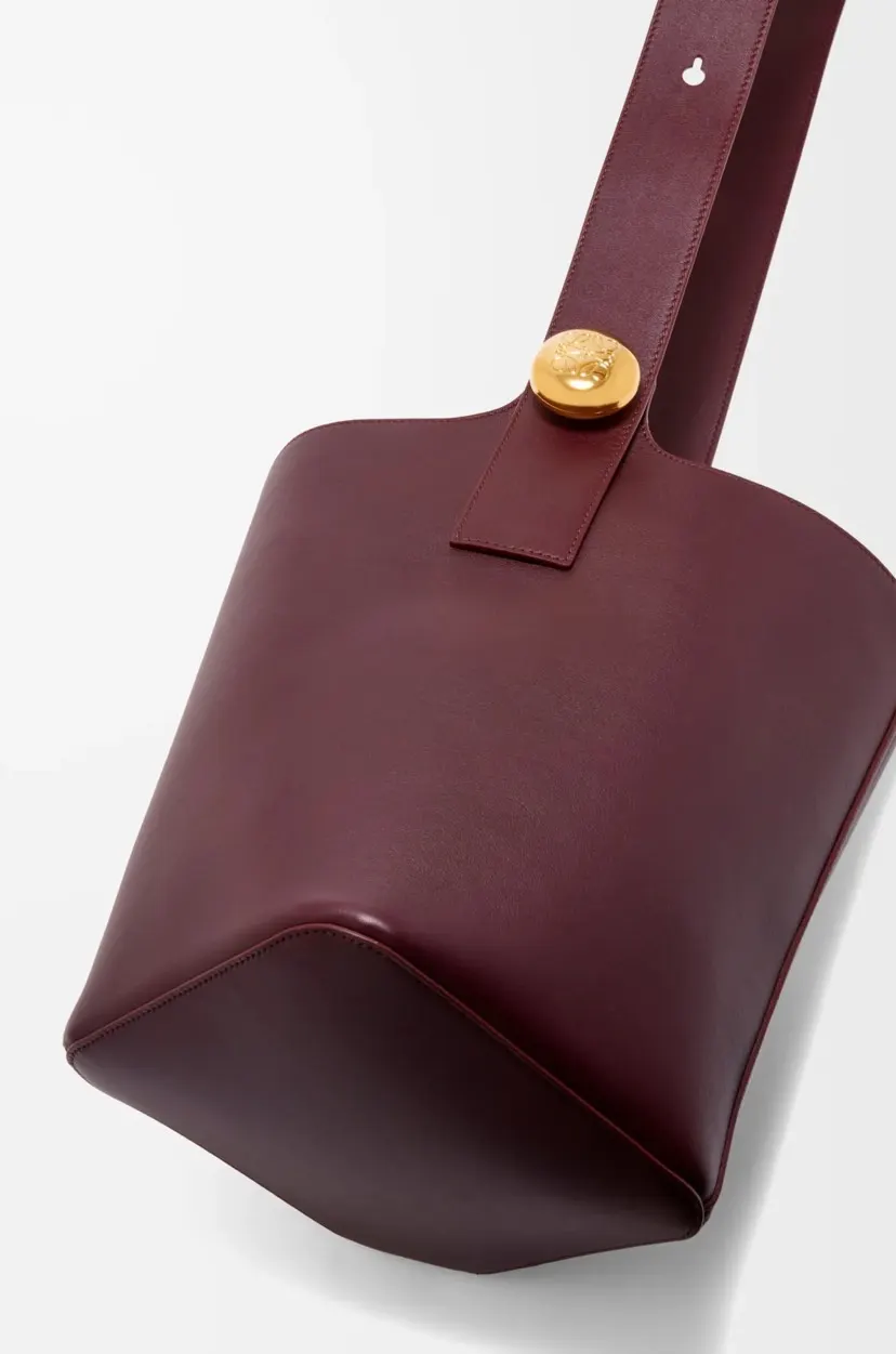 紅色 酒紅 牛皮 图 中号光滑牛皮革 Pebble Bucket 水桶包 休閒水桶款