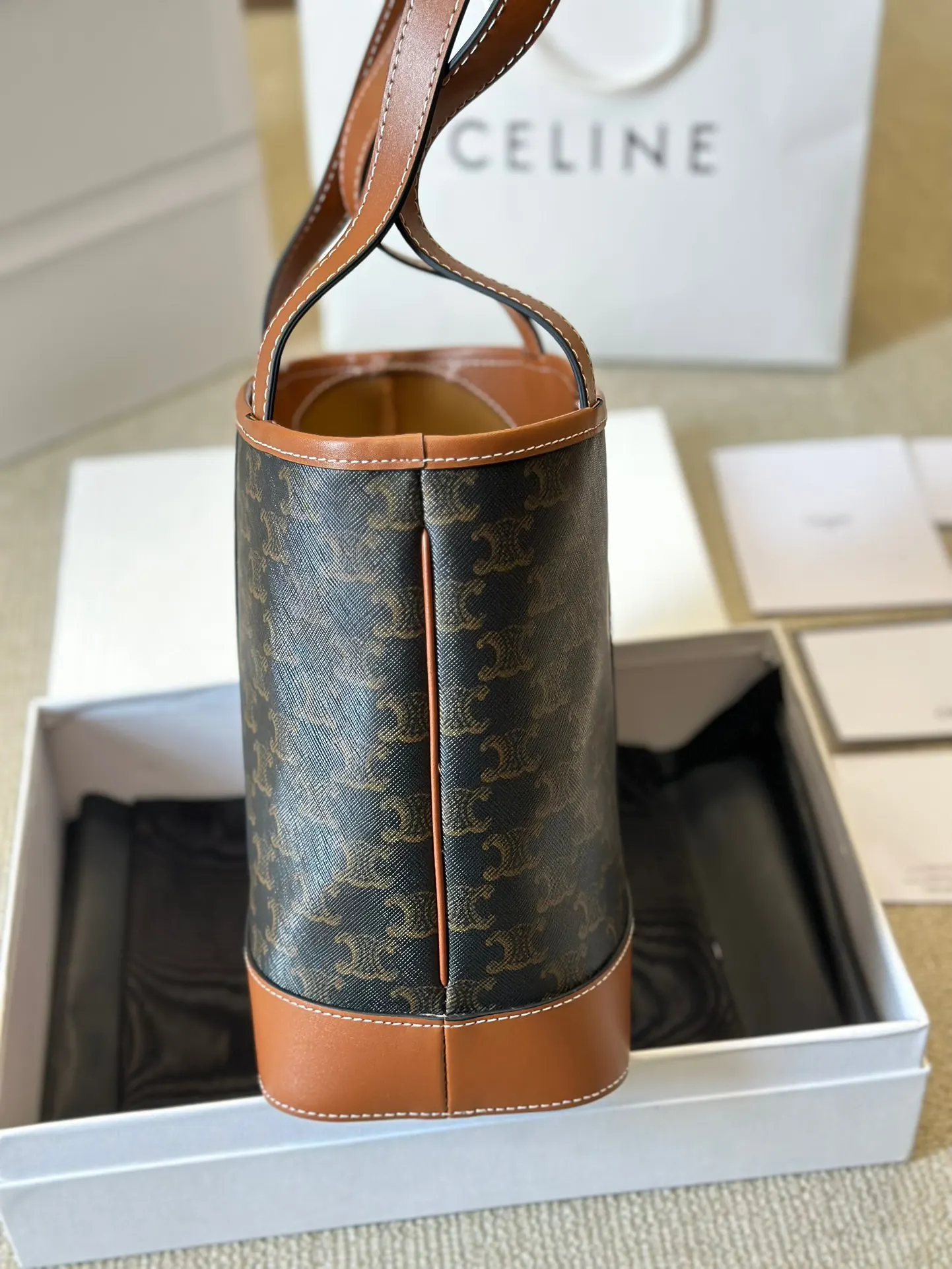 Celine 老花 牛皮 腋下包 复古腋下背款