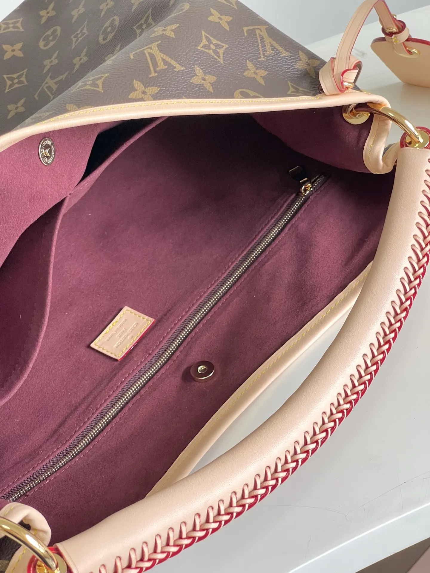 Louis Vuitton Gold Hobo Shoulder Bag Vintage Canvas