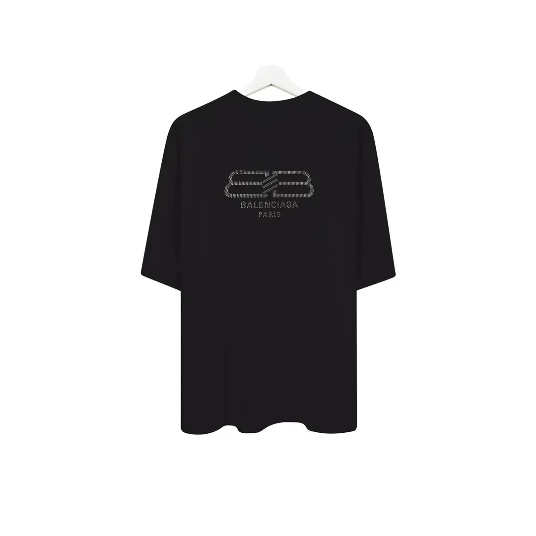 Balenciaga Black Cotton Logo Short Sleeve T-Shirt Street