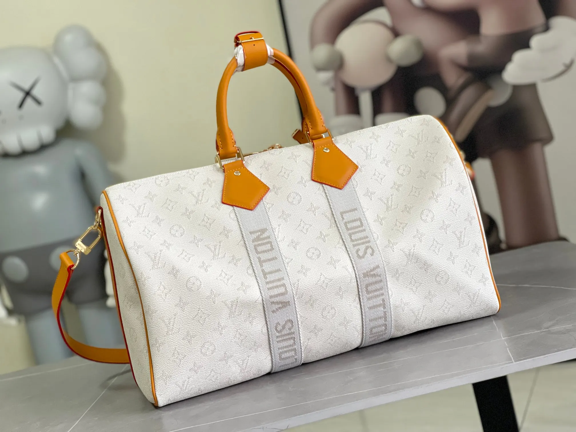 Keepall 白色 牛皮 旅行包 大容量旅行款