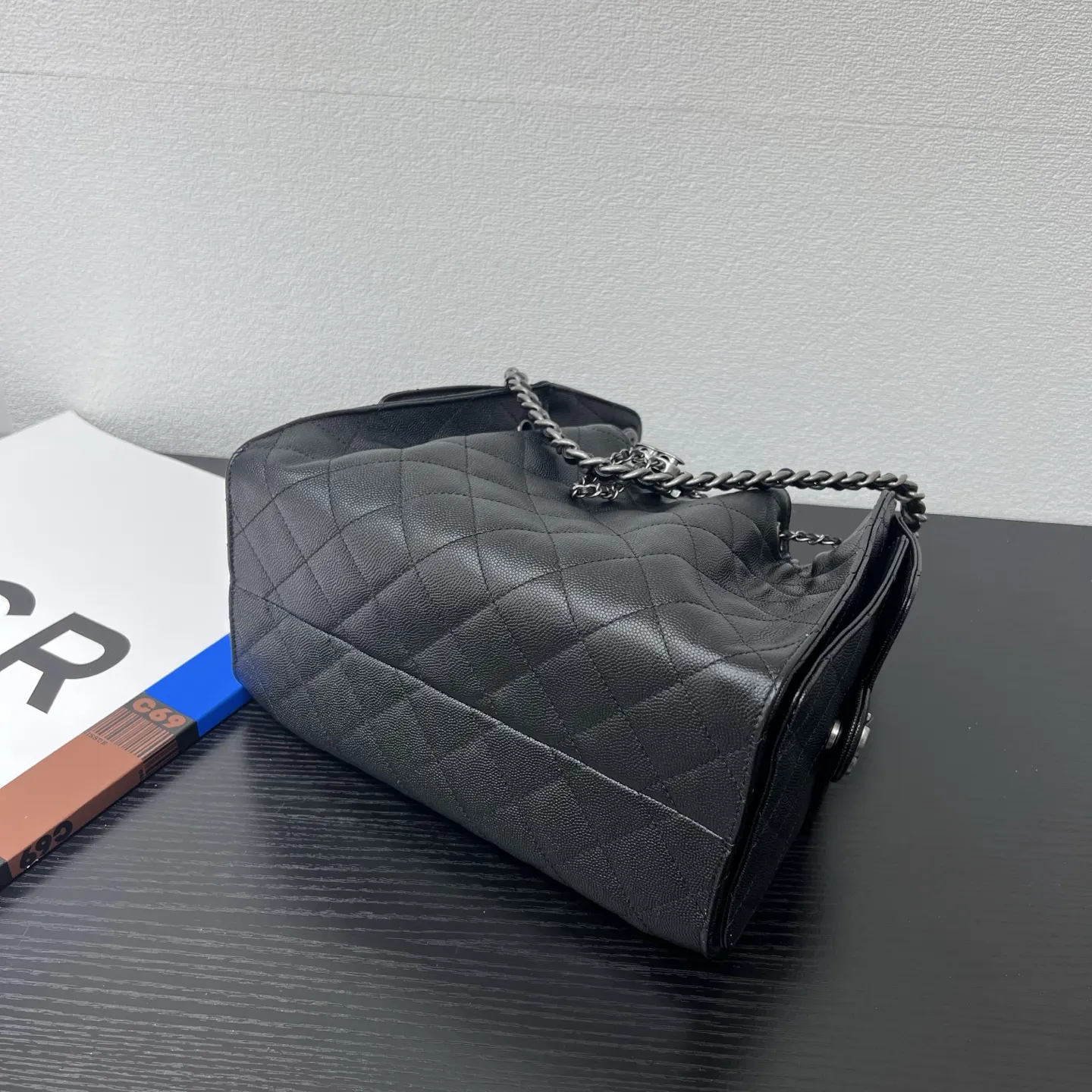 Chanel 深藍色牛皮Hobo腋下包 單肩