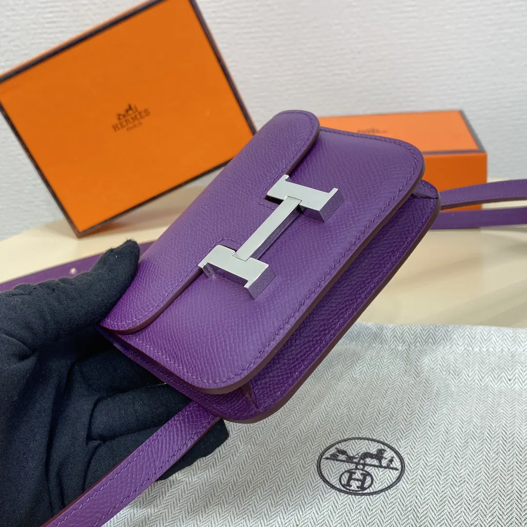 手工蜡线 海葵紫銀扣 Constance Slim 腰包 休閒腰包款