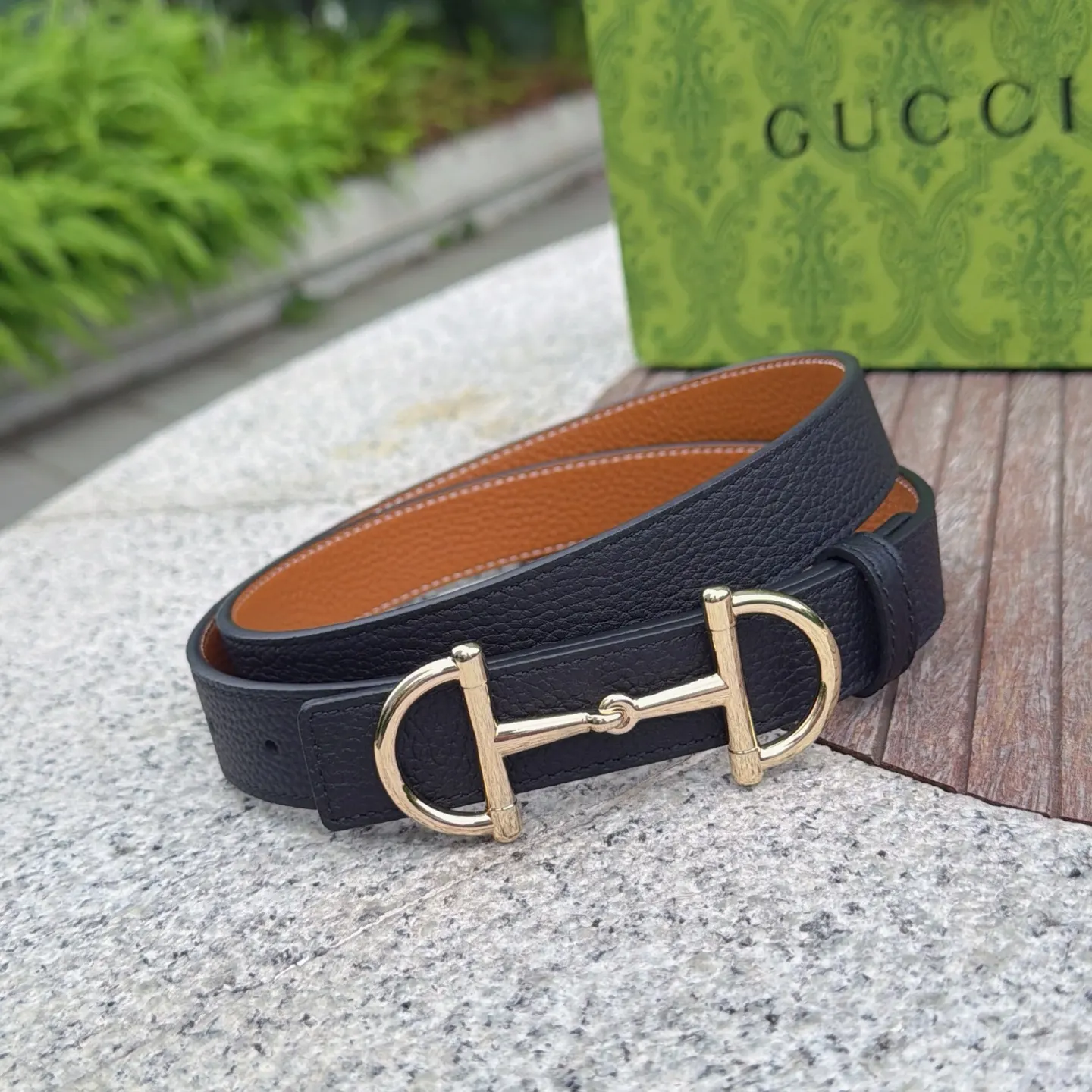 Gucci Double G Buckle Cowhide Double Sided Belt Image 2 Gucci Double G Buckle Cowhide Double Sided Belt Image 2