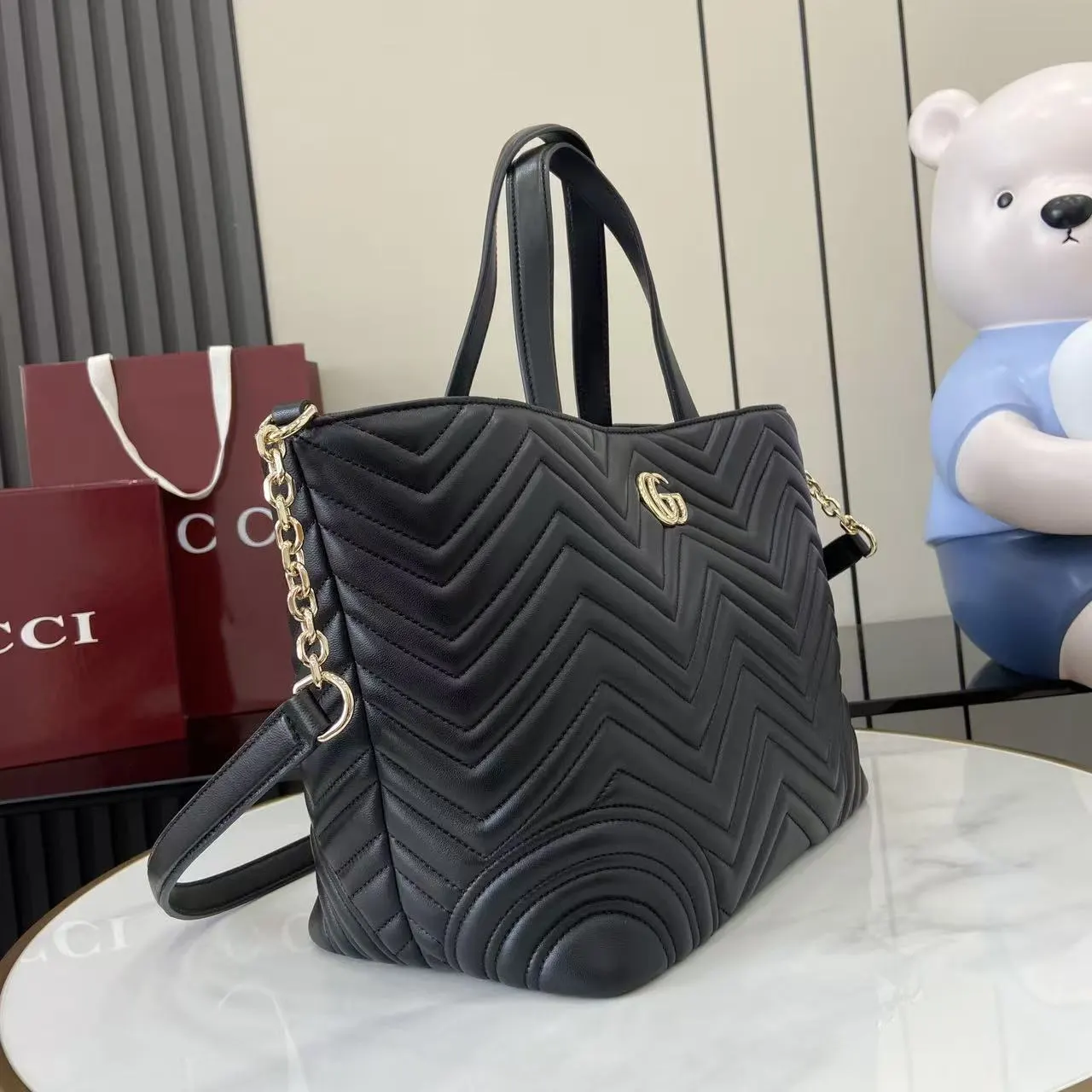 Marmont 黑色 金色 羊皮 托特包 大容量托特款